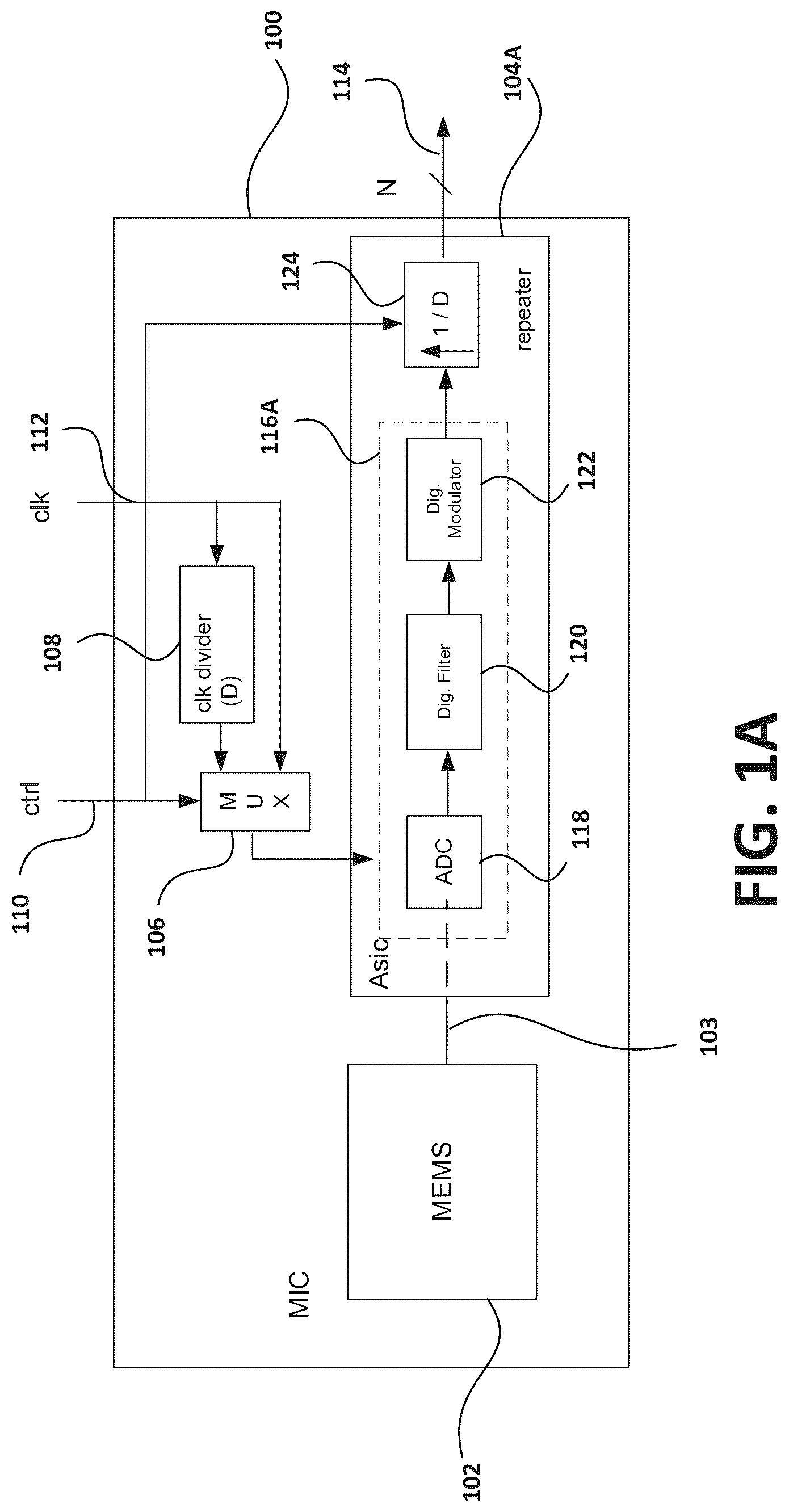 Patent US12325627 — Configurable microphone using internal clock changing — Figure 1