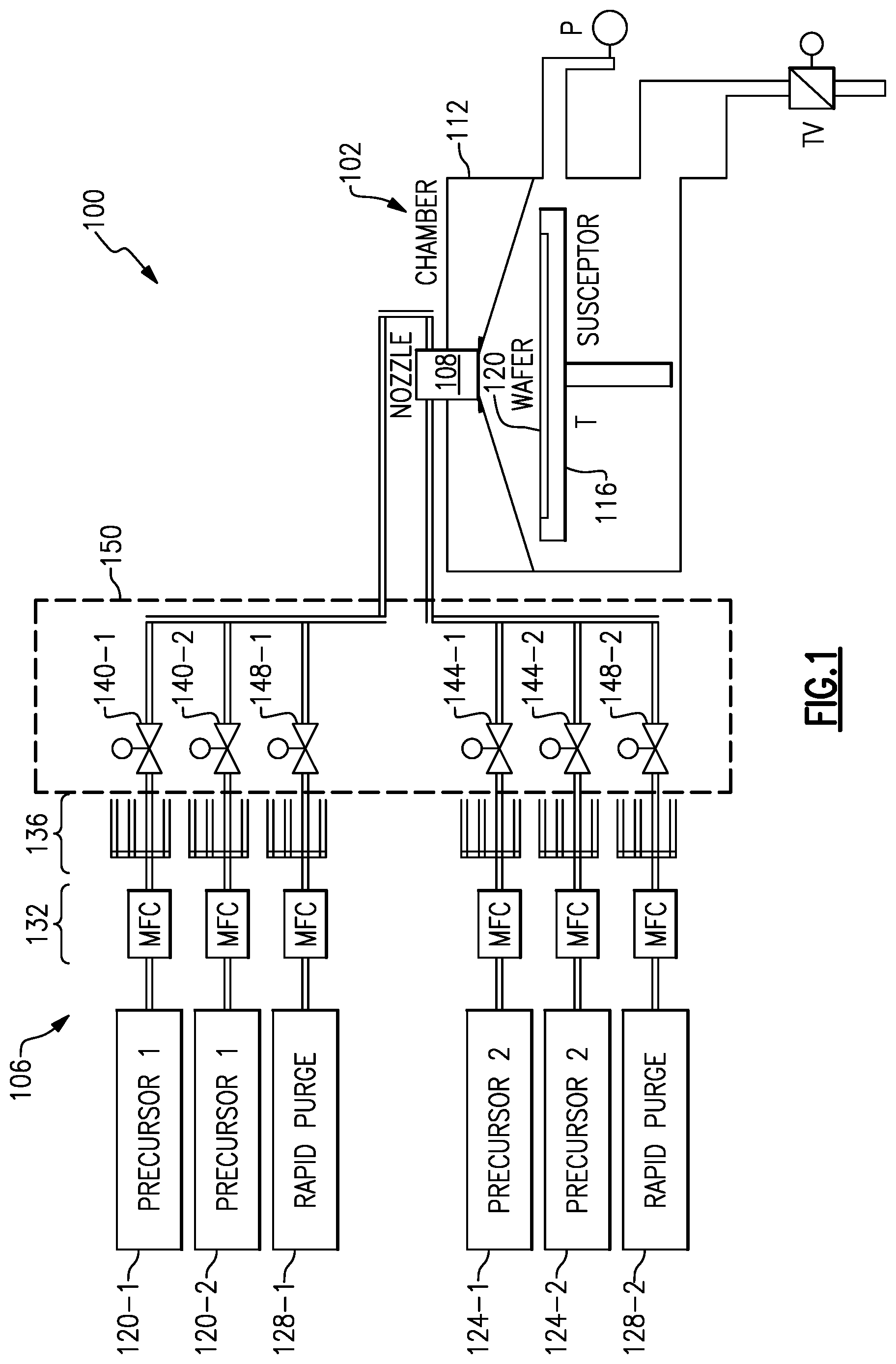 Patent US12325914 — Precursor delivery system and method for cyclic deposition — Figure 1