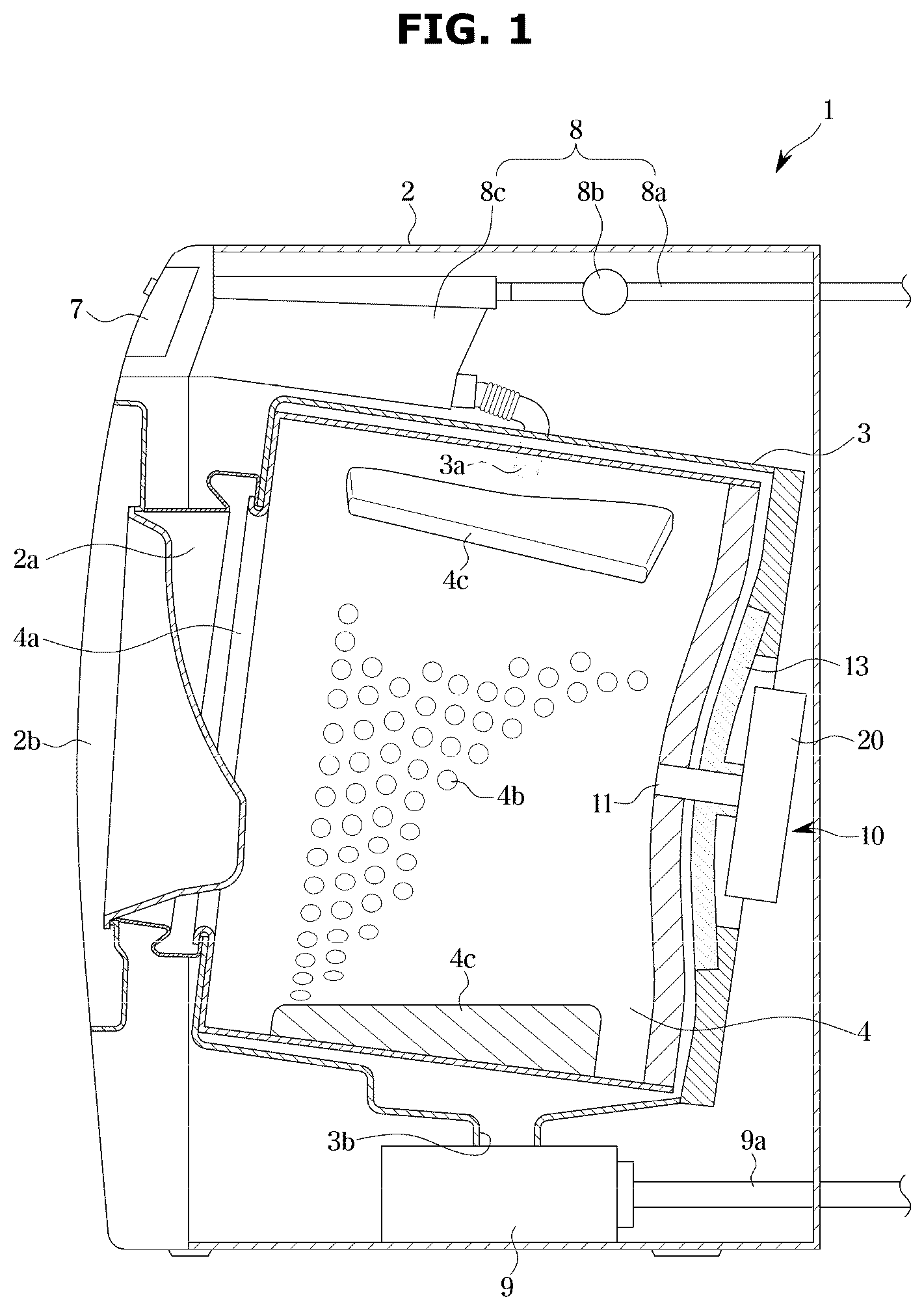 Patent US12325946 Figure 1 – Washing machine