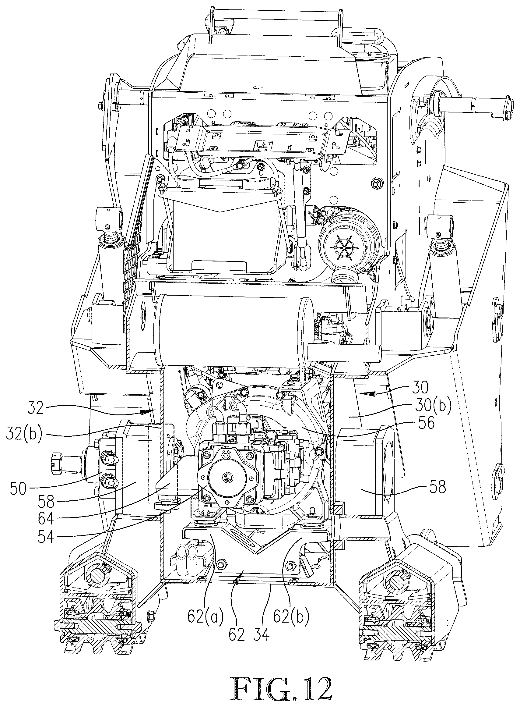 Patent US12325971 Figure 12 – Loader with improved arm path