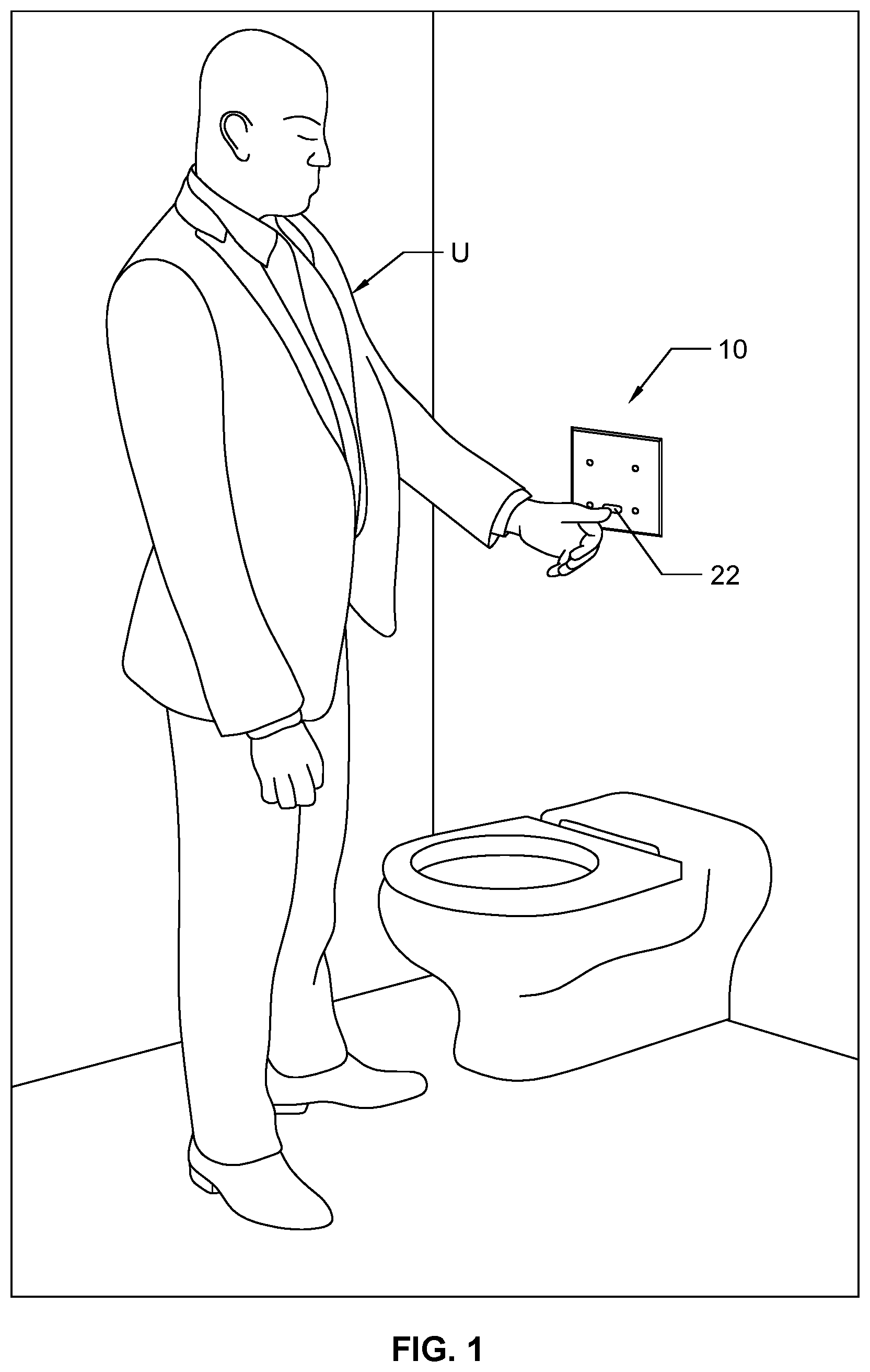 Patent US12325990 — Protective cover for wall mounted toilet flush sensors — Figure 1
