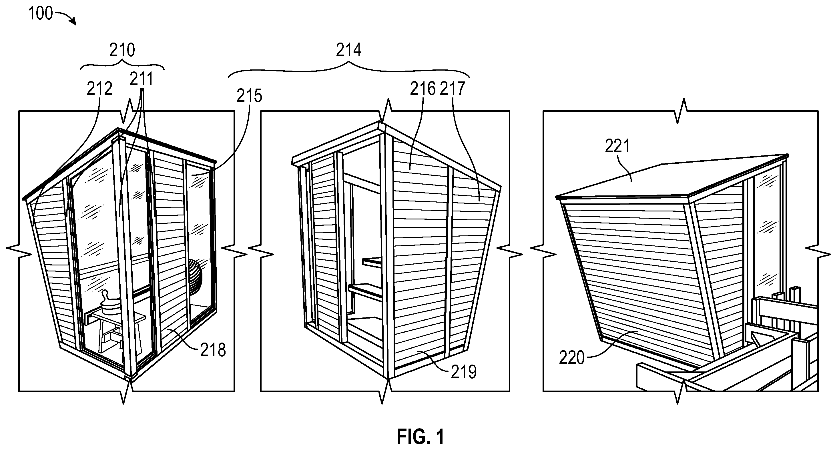 Patent US12326006 — Prefabricated/modular sauna — Figure 1