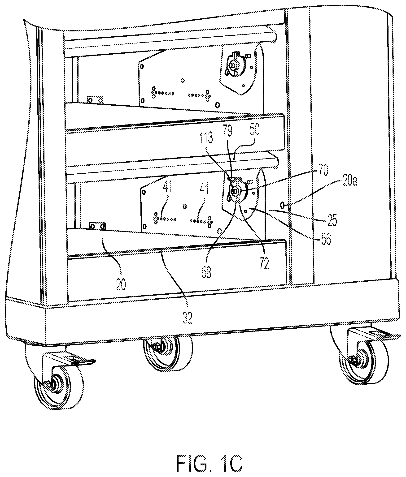 Patent US12326029 Figure 4 – Door movement system for cabinet