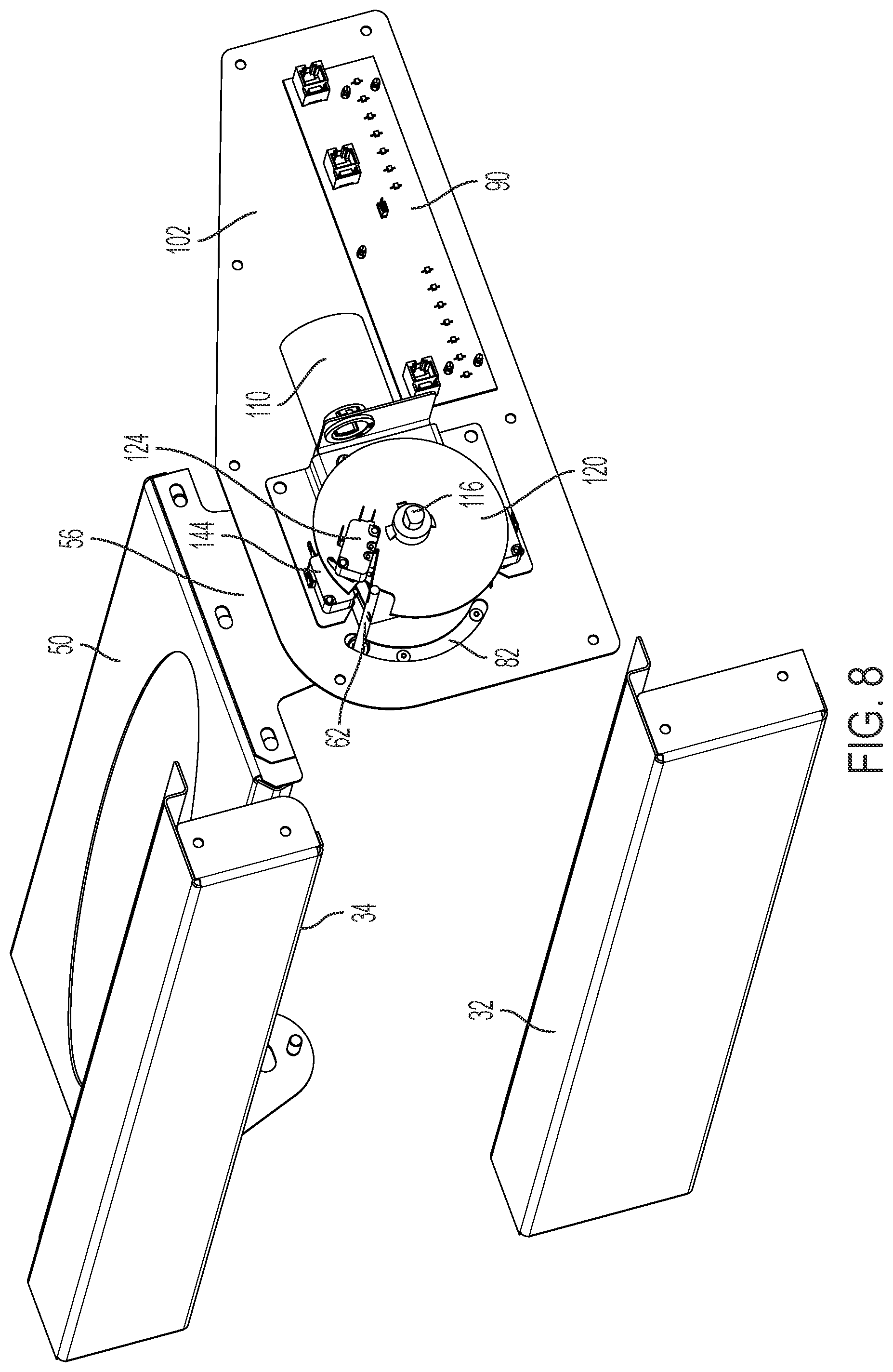 Patent US12326029 Figure 10 – Door movement system for cabinet