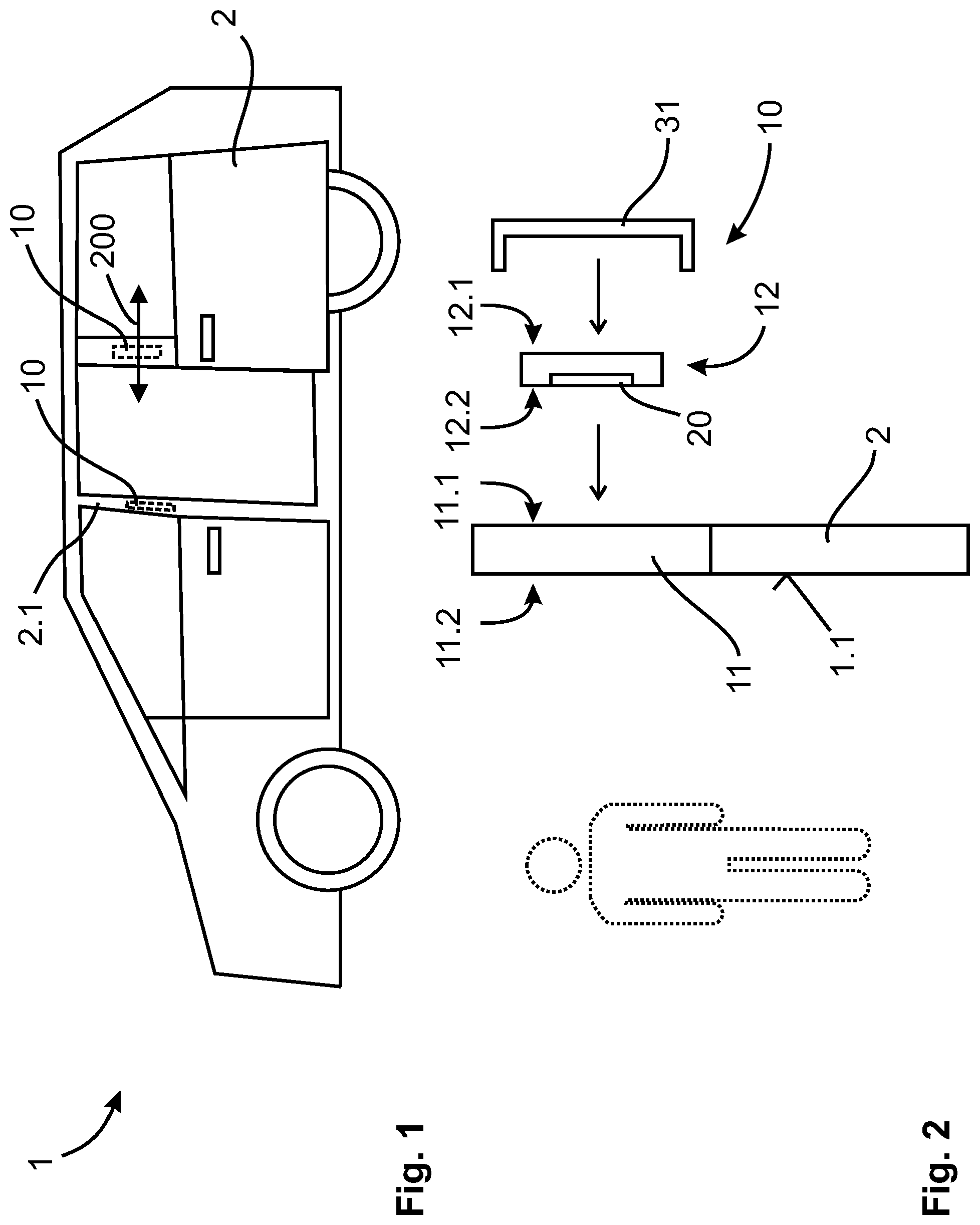 Patent US12326031 — Actuating device with cover element, vehicle, and method — Figure 1