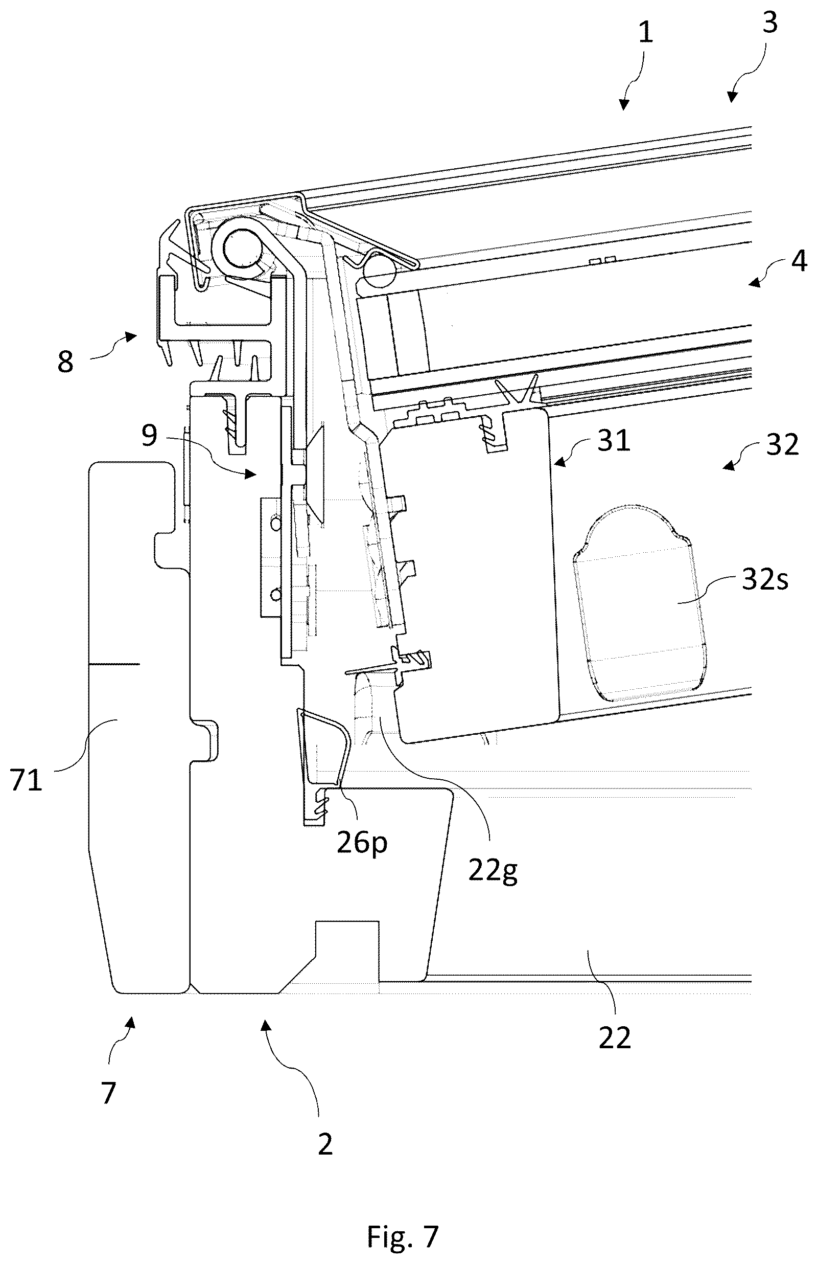 Patent US12326037 Figure 7 – Roof window comprising a frame with an interface unit