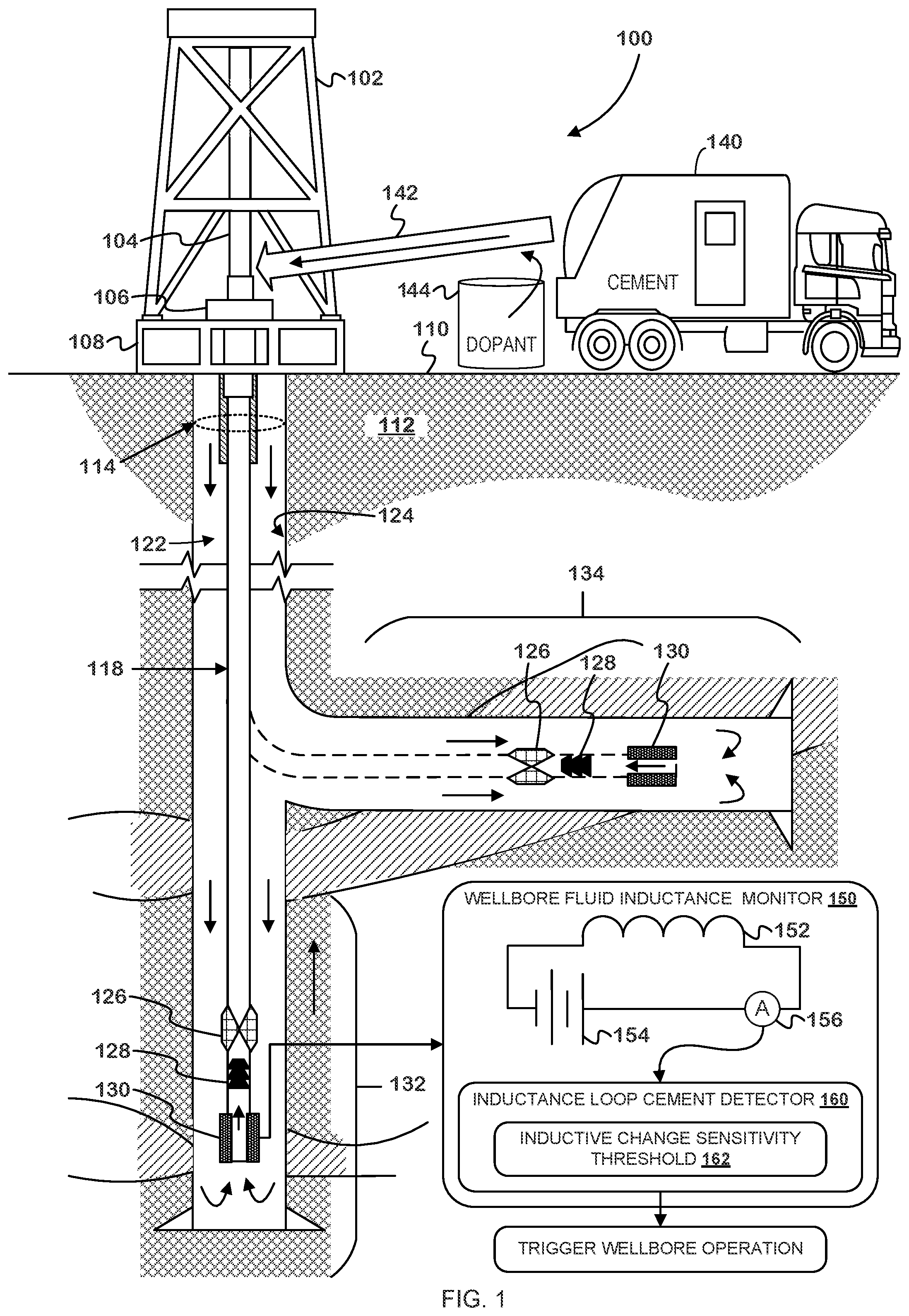 Patent US12326079 — Induction loop cementing progress detection — Figure 1