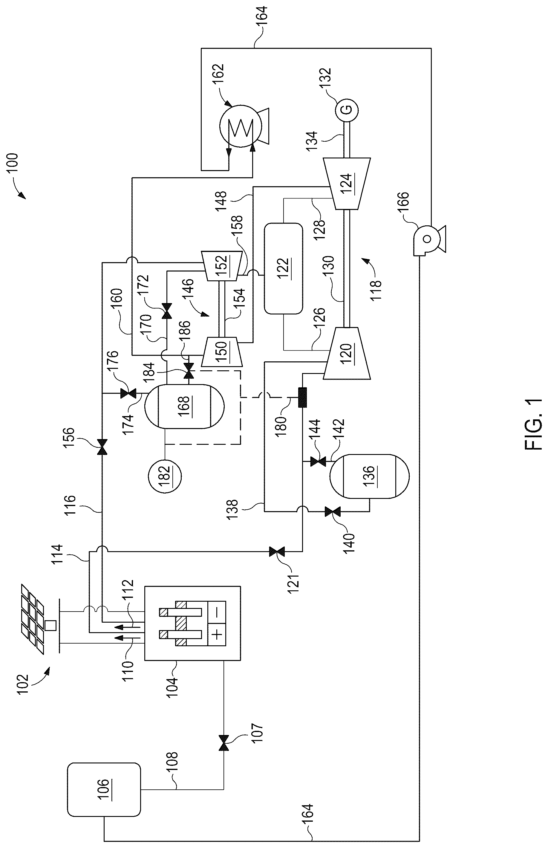 Patent US12326110 — Systems and methods of generating power using a hydrogen fuel system — Figure 1