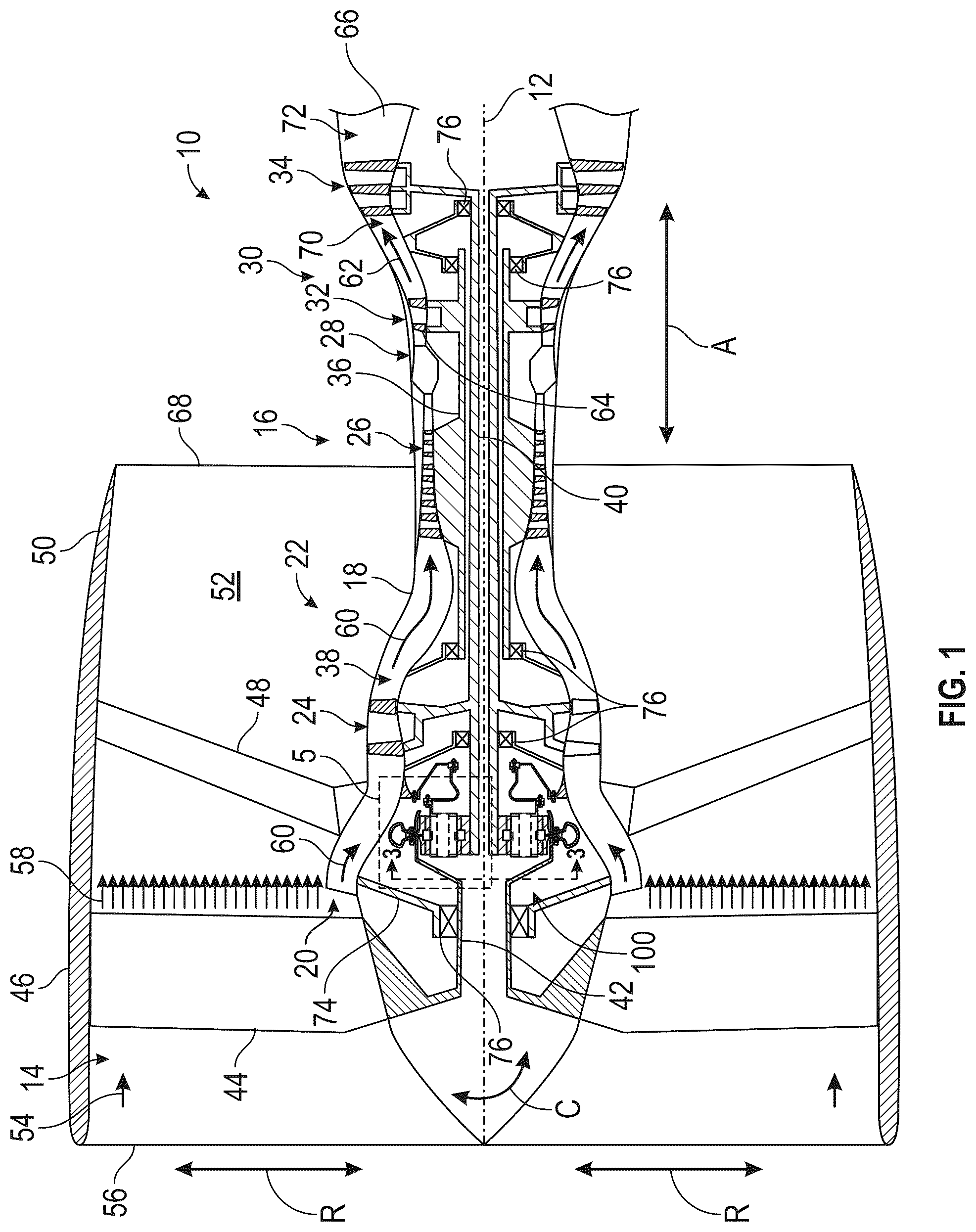 Patent US12326115 — Gearbox assembly with lubricant extraction volume ratio — Figure 1