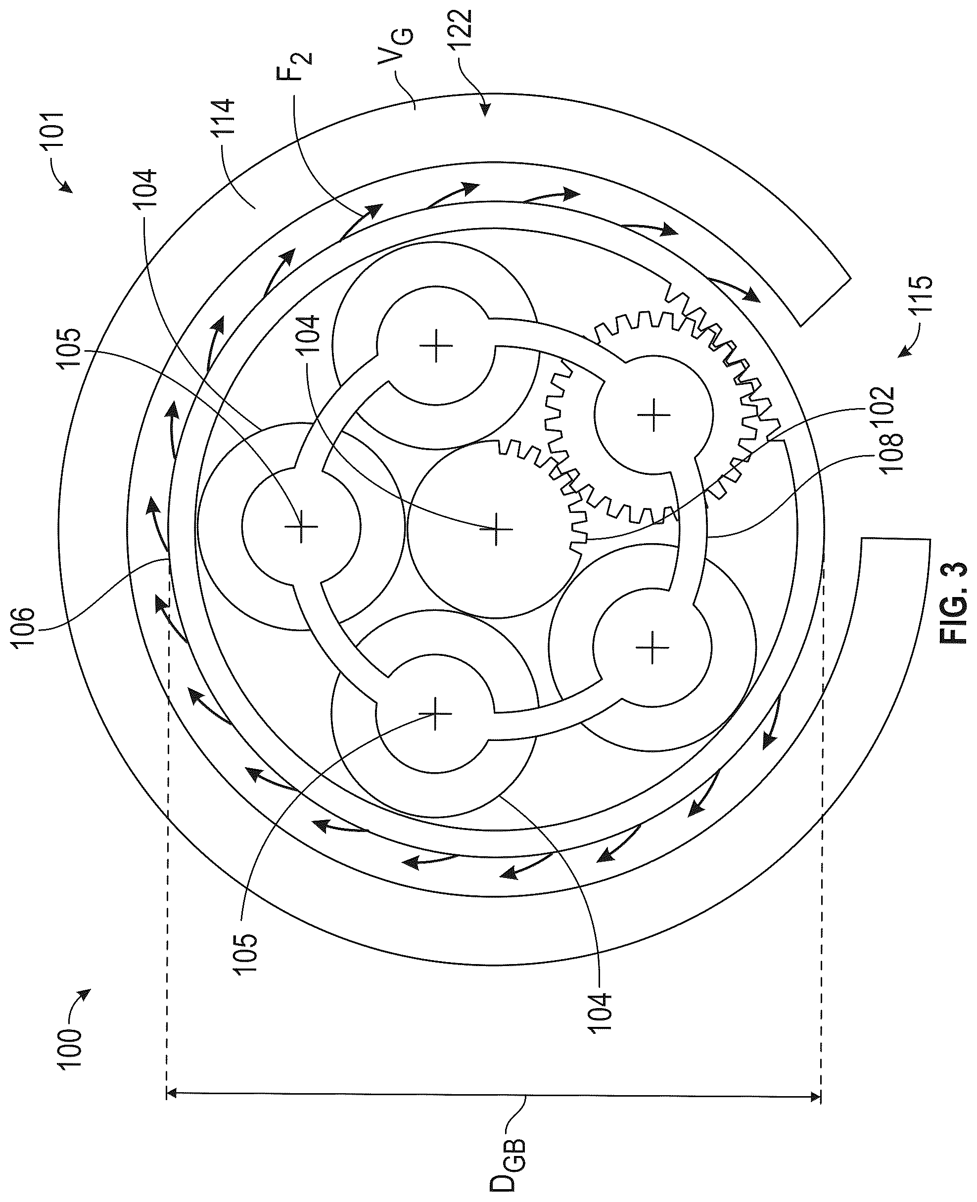 Patent US12326115 Figure 3 – Gearbox assembly with lubricant extraction volume ratio