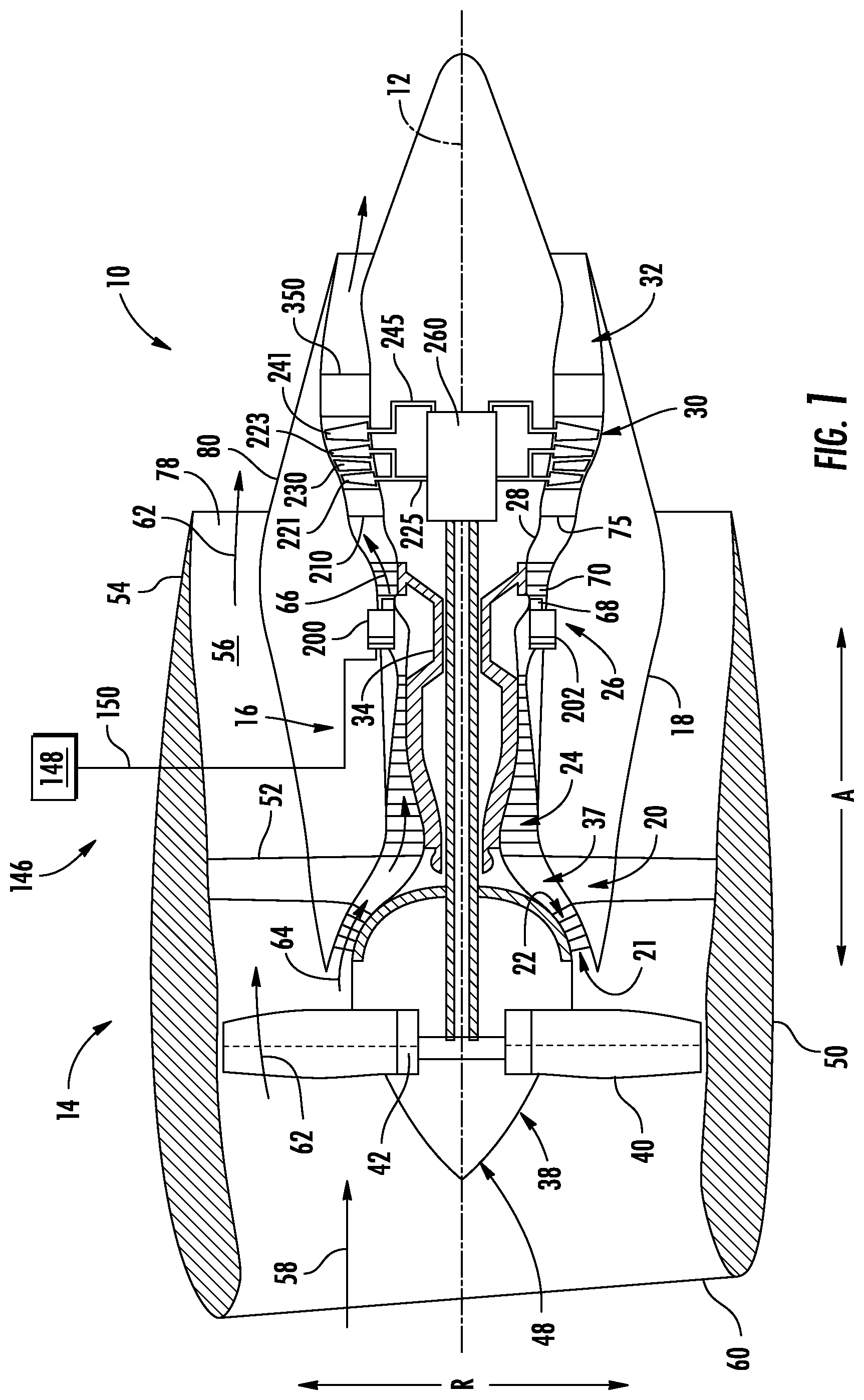 Patent US12326118 — Gas turbine engines with a fuel cell assembly — Figure 1