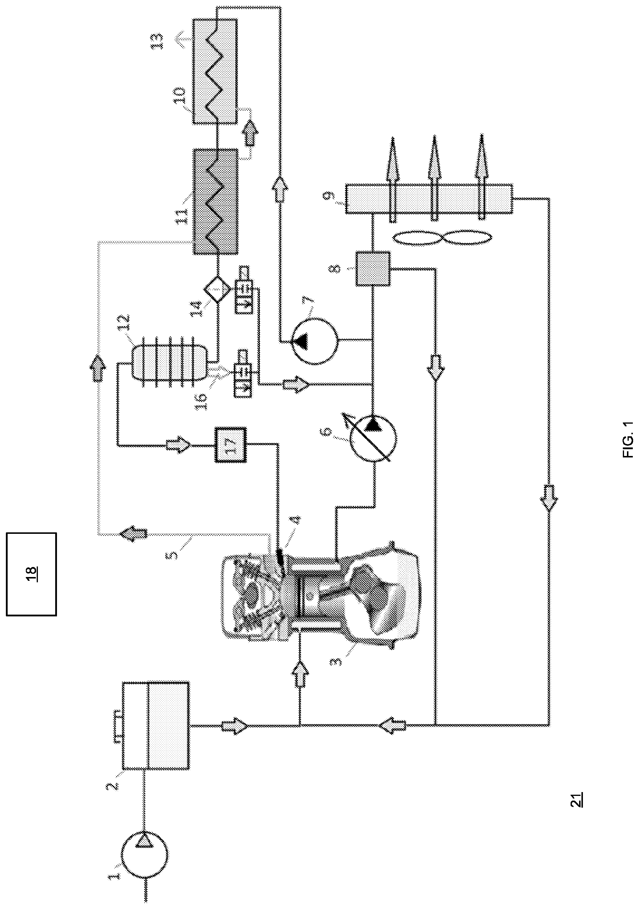 Patent US12326124 — Internal combustion engine with thermochemical recuperation of waste heat and a method for thermochemical recuperation — Figure 1