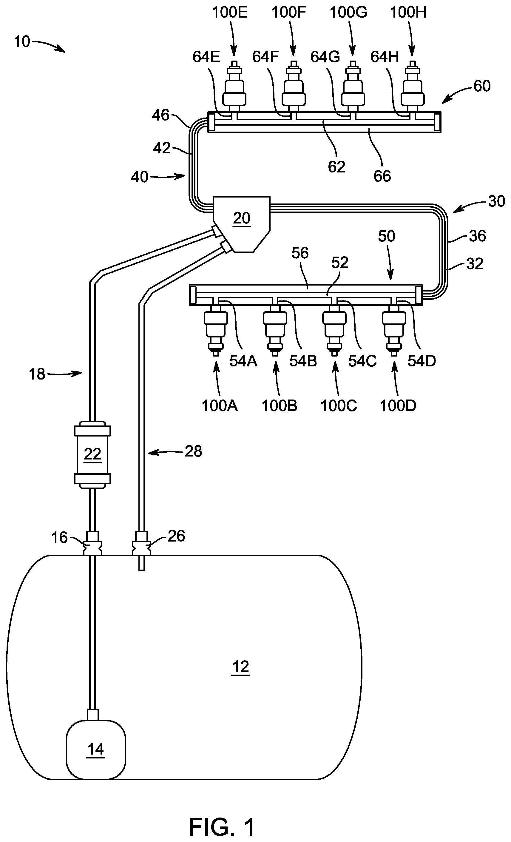 Patent US12326130 — Fluid injector with flat sealing surface — Figure 1