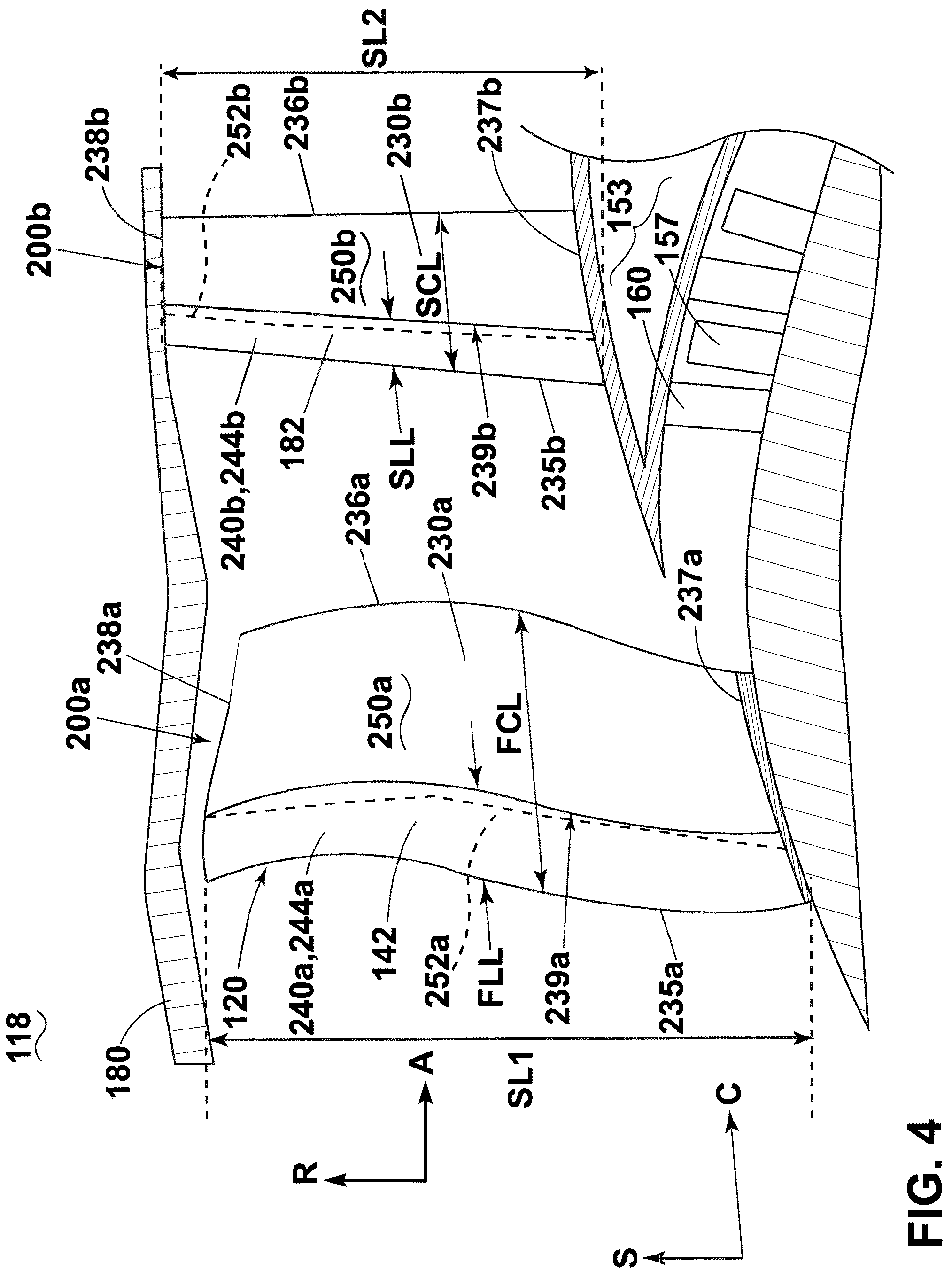 Patent US12326155 Figure 4 – Turbine engine with composite airfoils