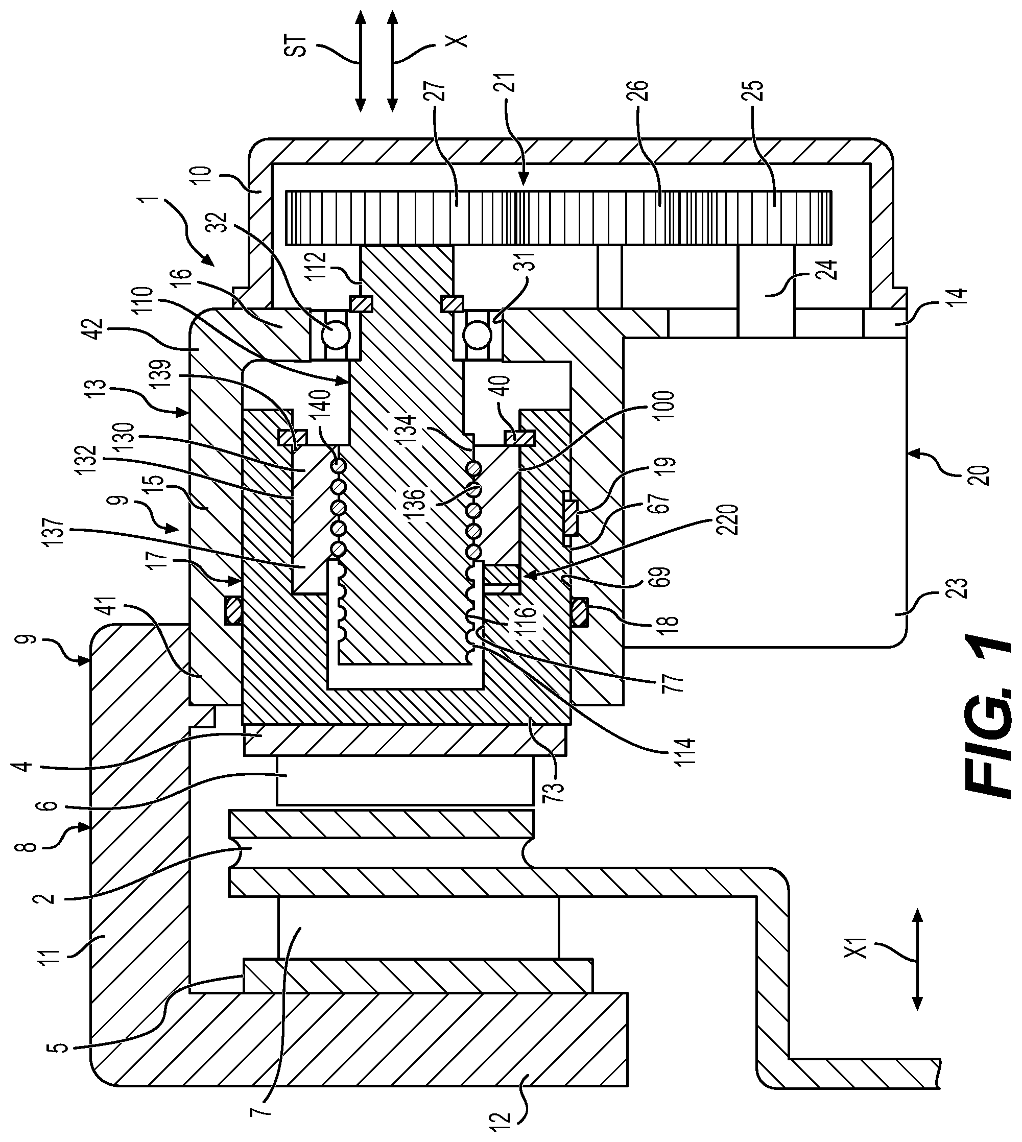 Patent US12326176 Figure 1 – Ball screw assembly with integral force measurement