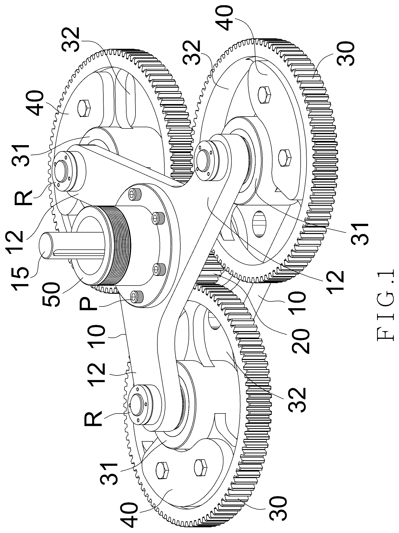 Patent US12326182 — Planetary gear type throwing wheel device — Figure 1