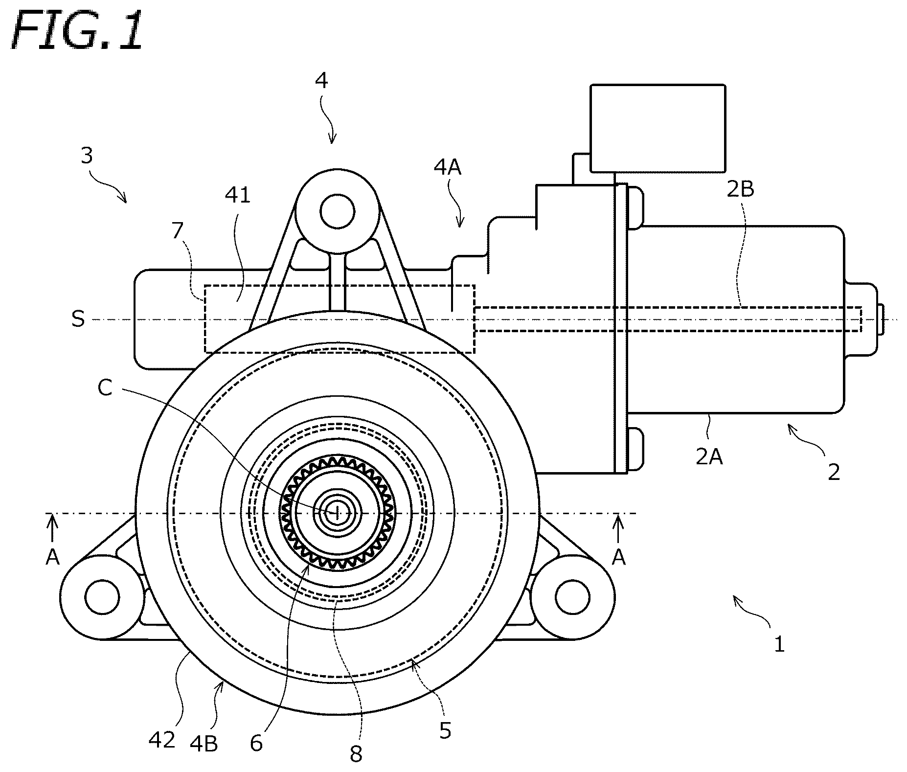Patent US12326188 — Sliding surface sealing structure, gear box, and motor unit — Figure 1