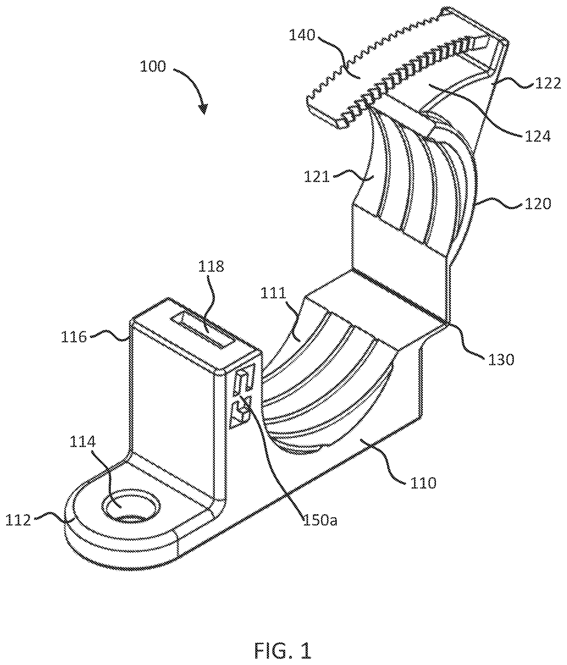 Patent US12326208 — Ratcheting cable clamp — Figure 1