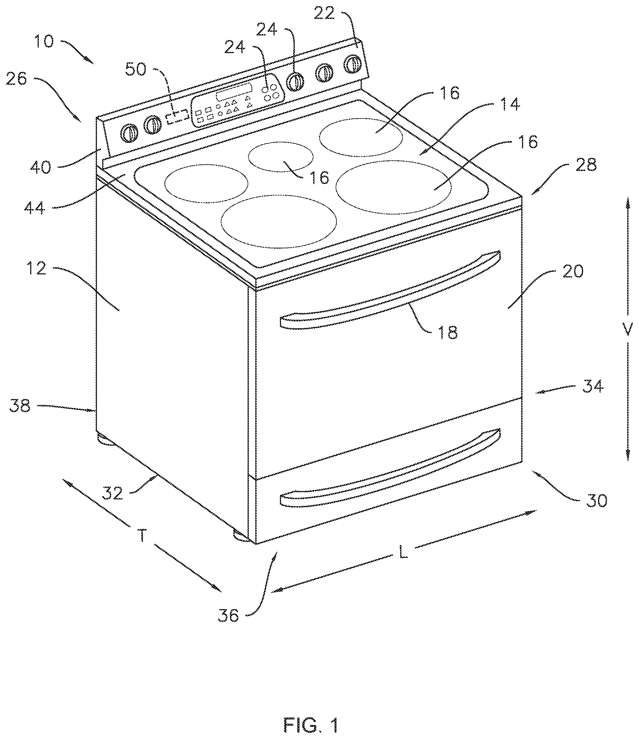 Patent US12326261 — Appliance control panel assembly — Figure 1