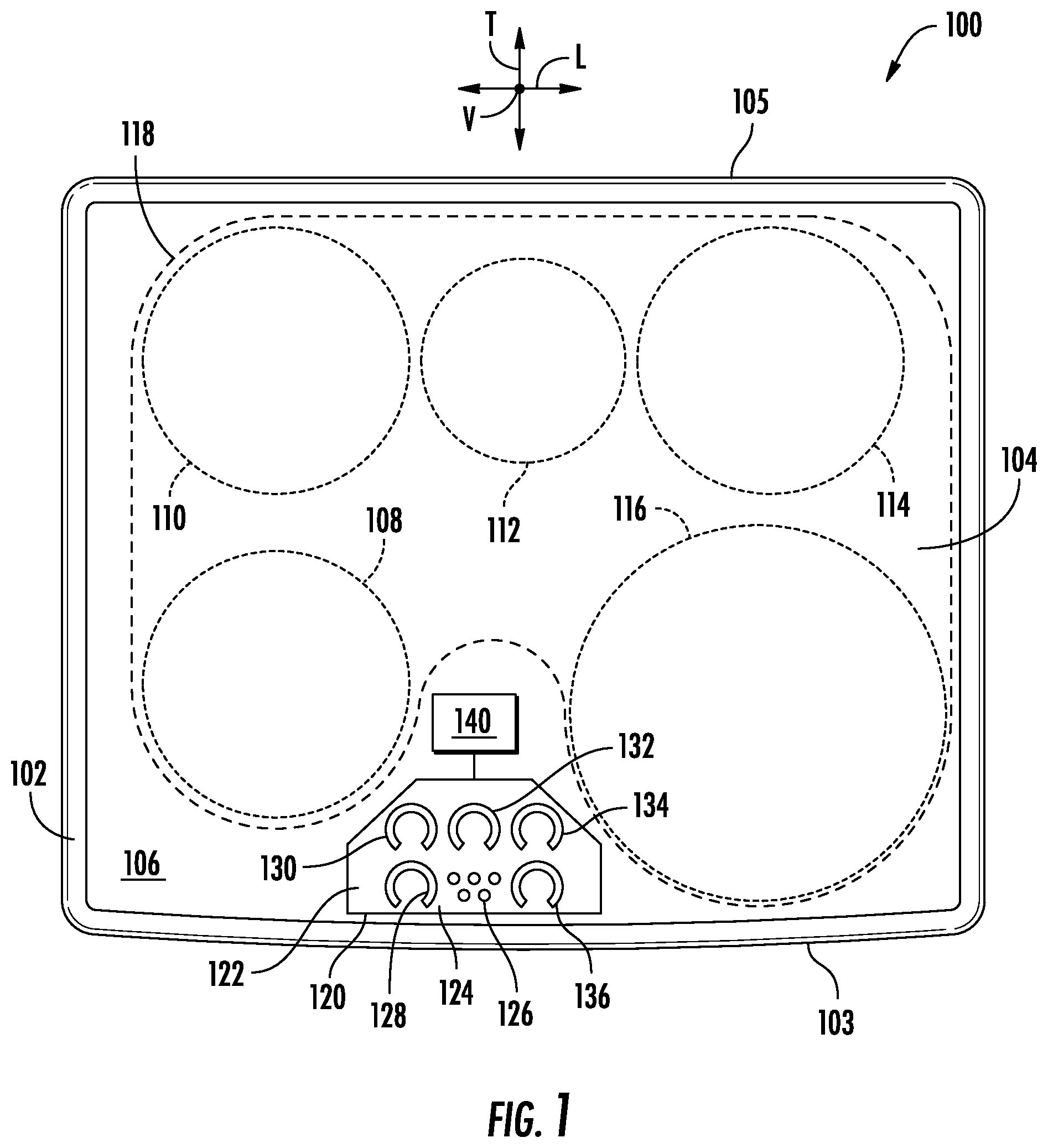 Patent US12326263 — Illuminated discretized user interface with uniform appearance — Figure 1