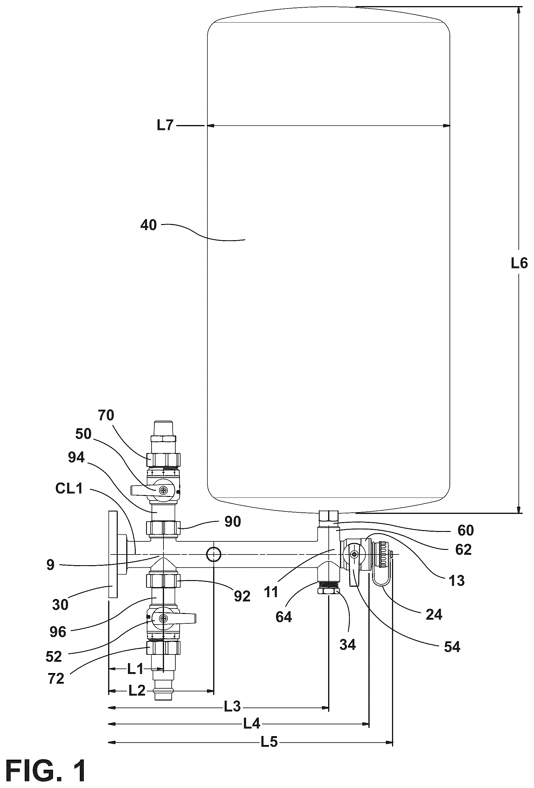 Patent US12326264 — Hydronic expansion tank assembly — Figure 1