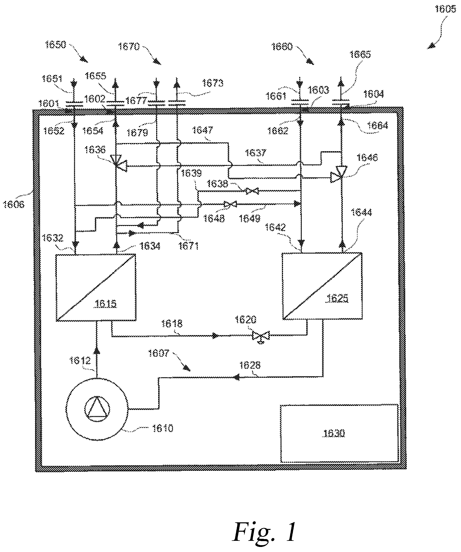 Patent US12326279 — Water to air switching flow heater chiller — Figure 1