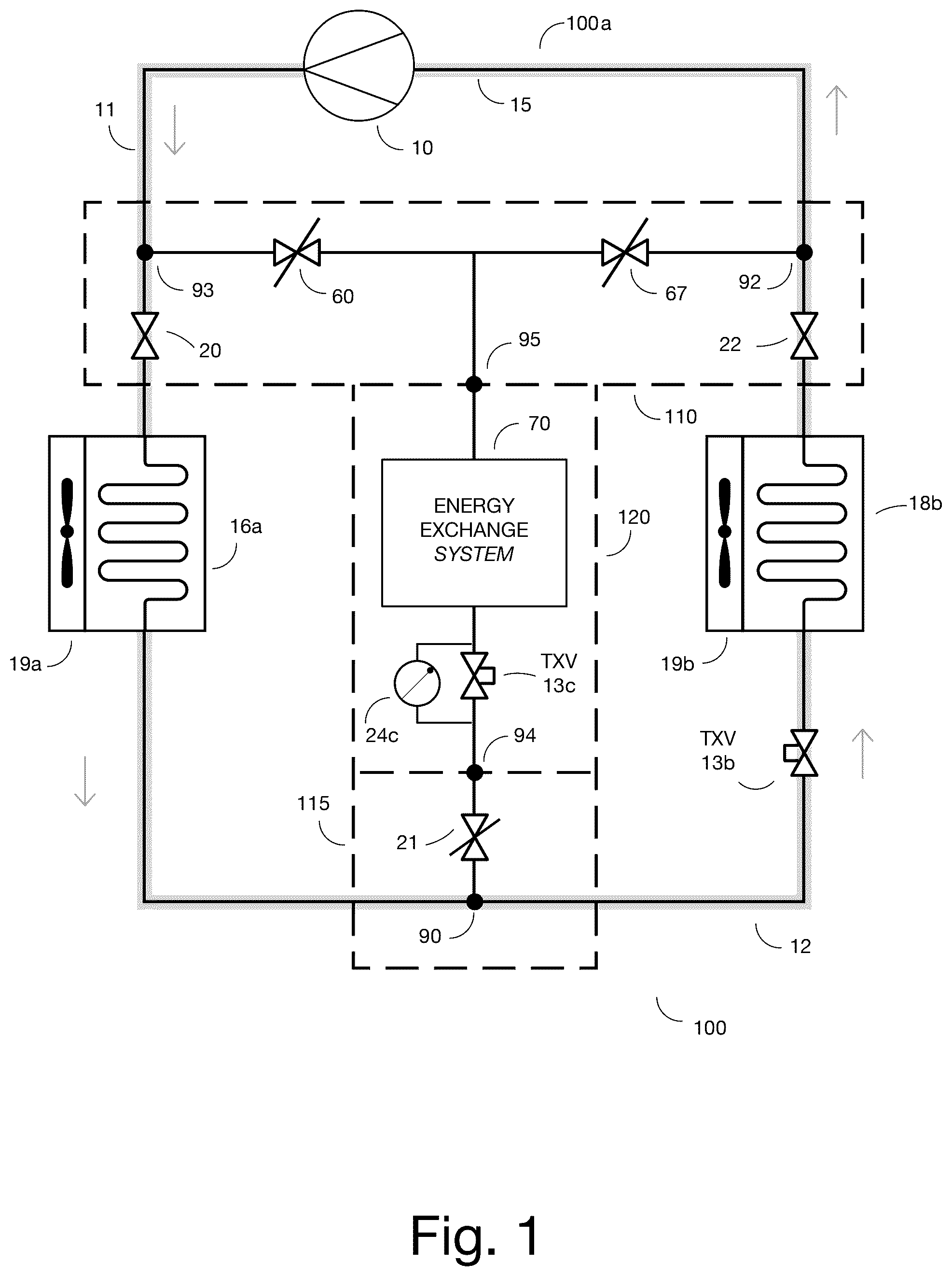 Patent US12326281 — Add-on apparatus for converting a conventional air-source refrigeration cycle for multiple heat transfer options — Figure 1