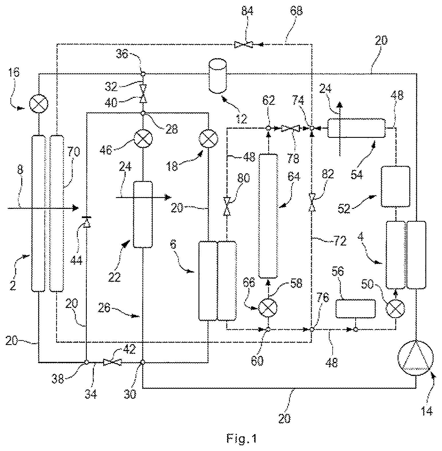 Patent US12326292 Figure 1 – Method for defrosting a thermal regulation circuit for a vehicle, in particular for a motor vehicle