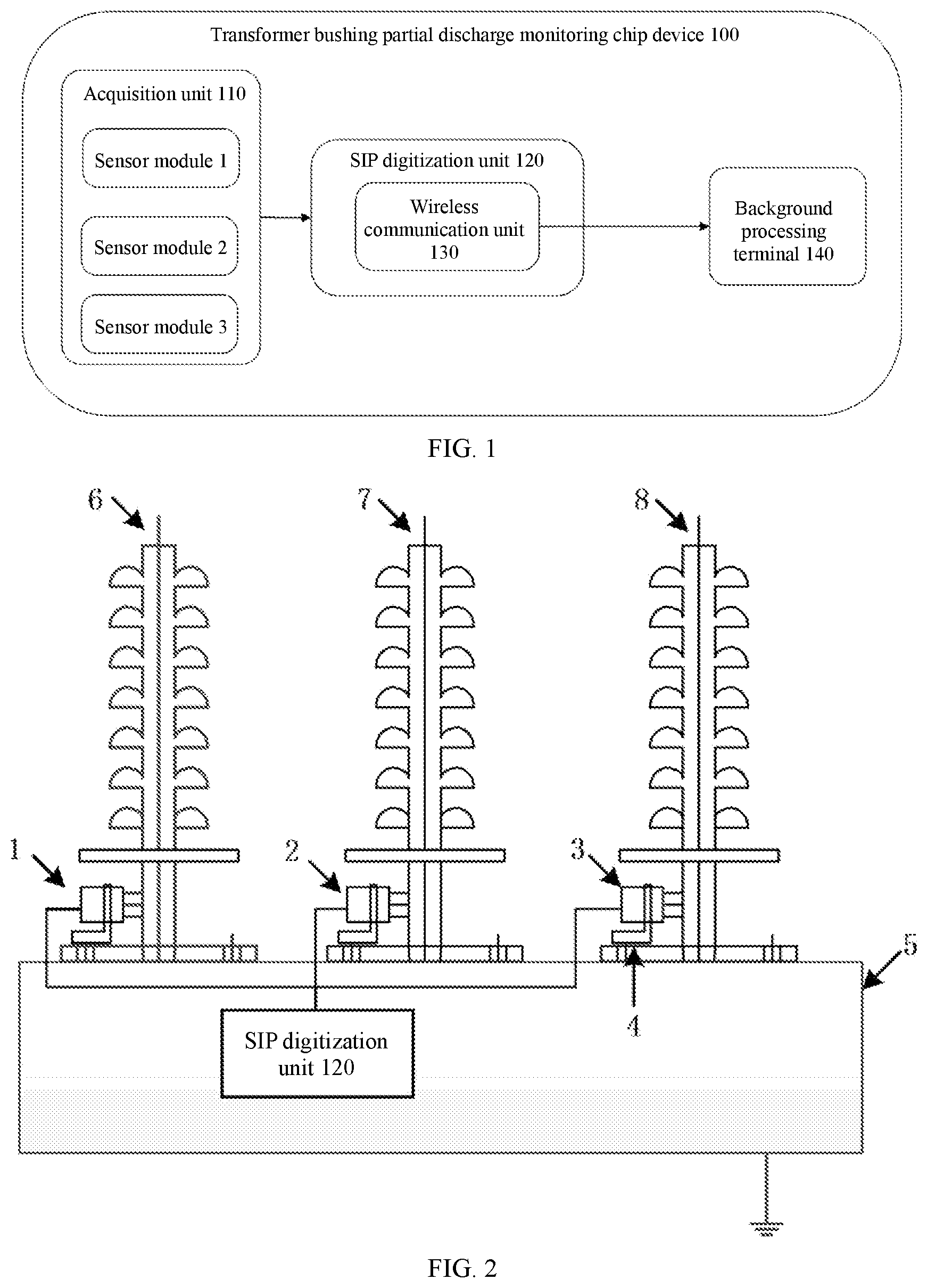Patent US12326471 — Transformer bushing partial discharge monitoring chip device and method — Figure 1