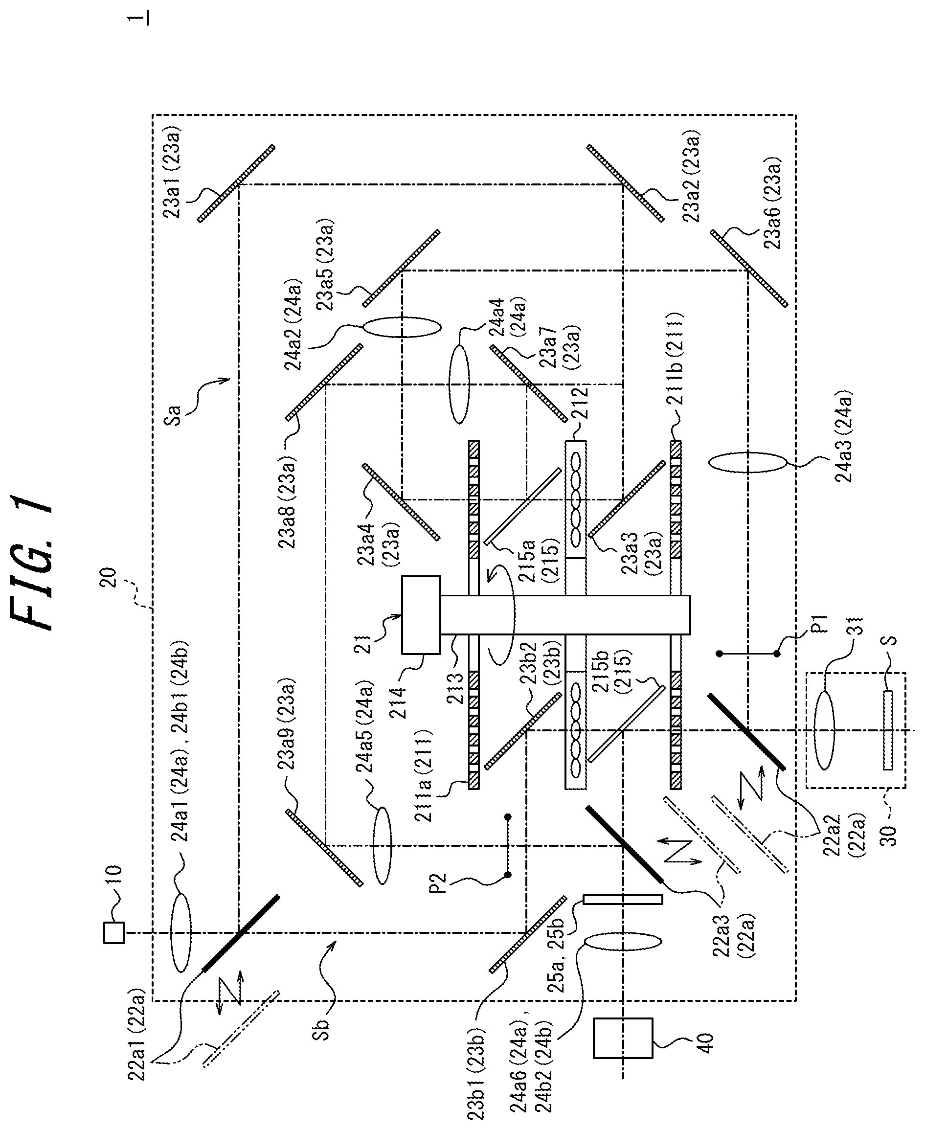 Patent US12326548 Figure 1 – Confocal scanner, confocal scanner system, and confocal microscope system