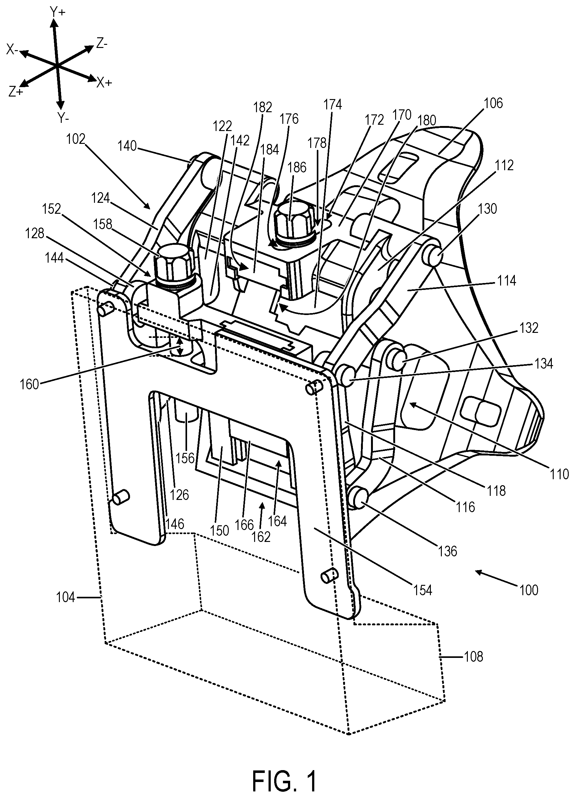 Patent US12326567 — Hinged head-mounted display device — Figure 1
