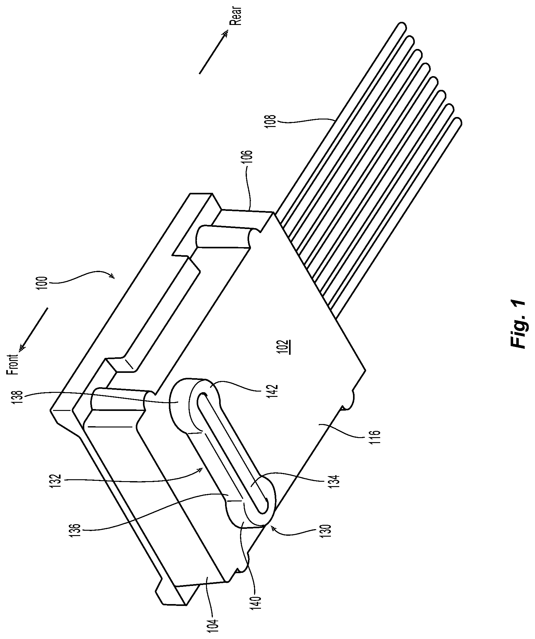 Patent US12326601 — Alignment structure for a fiber optic ferrule and mechanical-optical interface — Figure 1