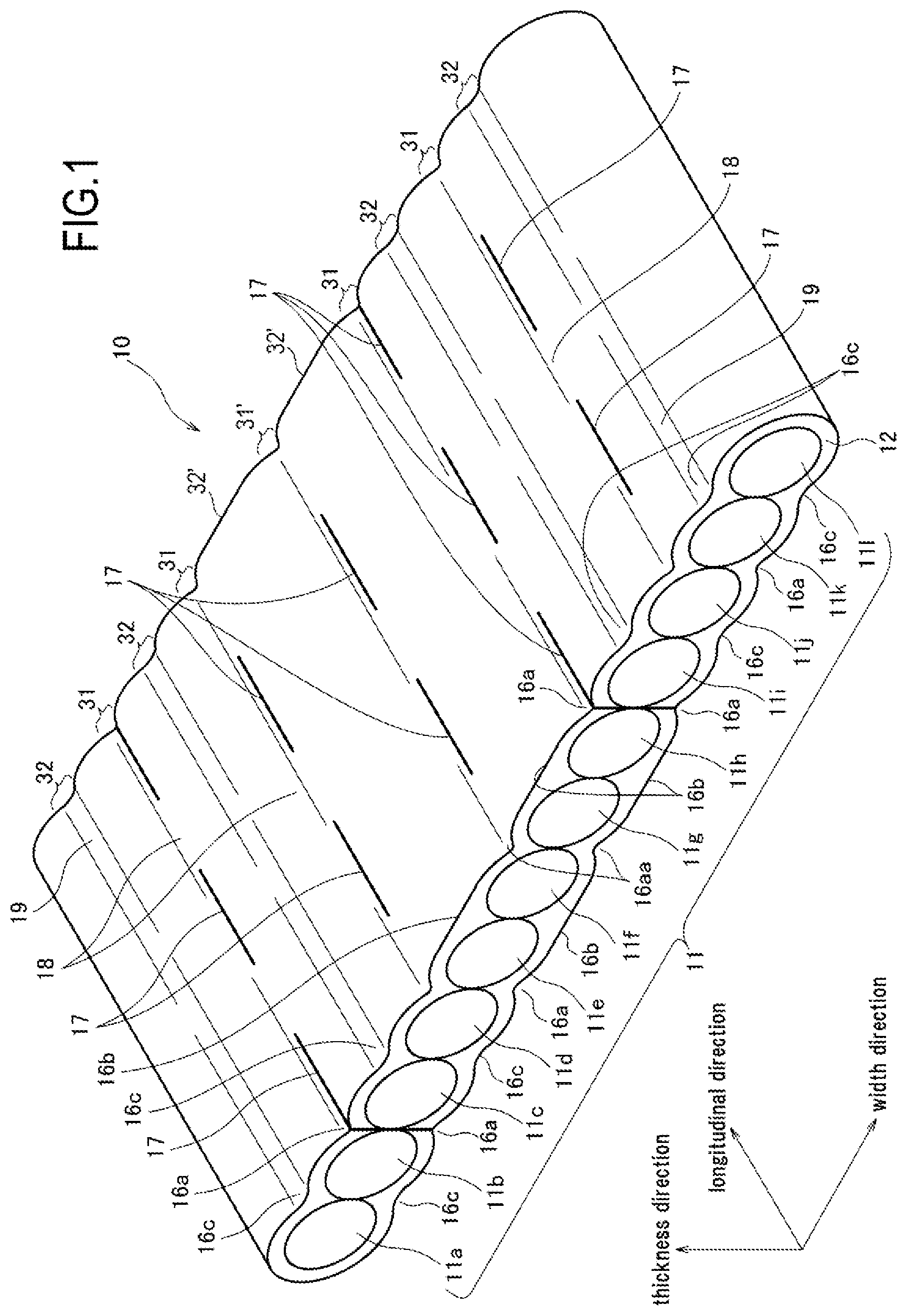 Patent US12326606 — Optical-fiber ribbon, die, and method of manufacturing optical-fiber ribbon — Figure 1