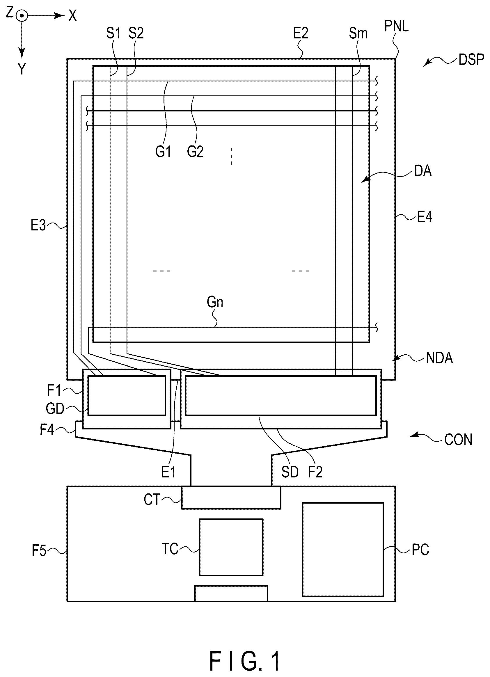Patent US12326624 — Display device — Figure 1