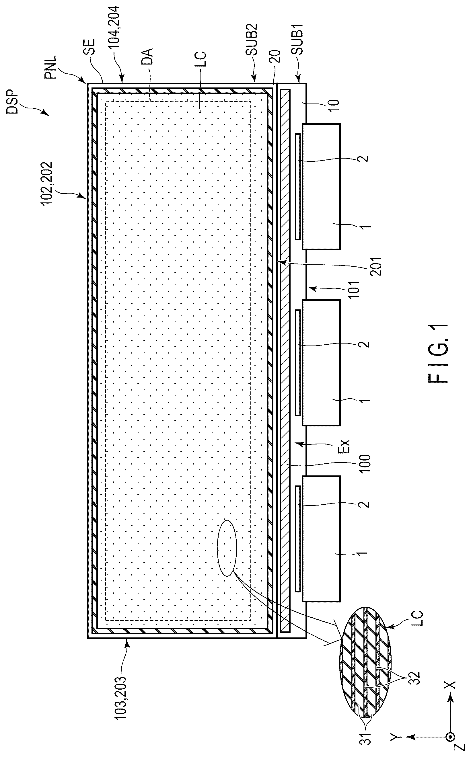 Patent US12326628 — Display device — Figure 1