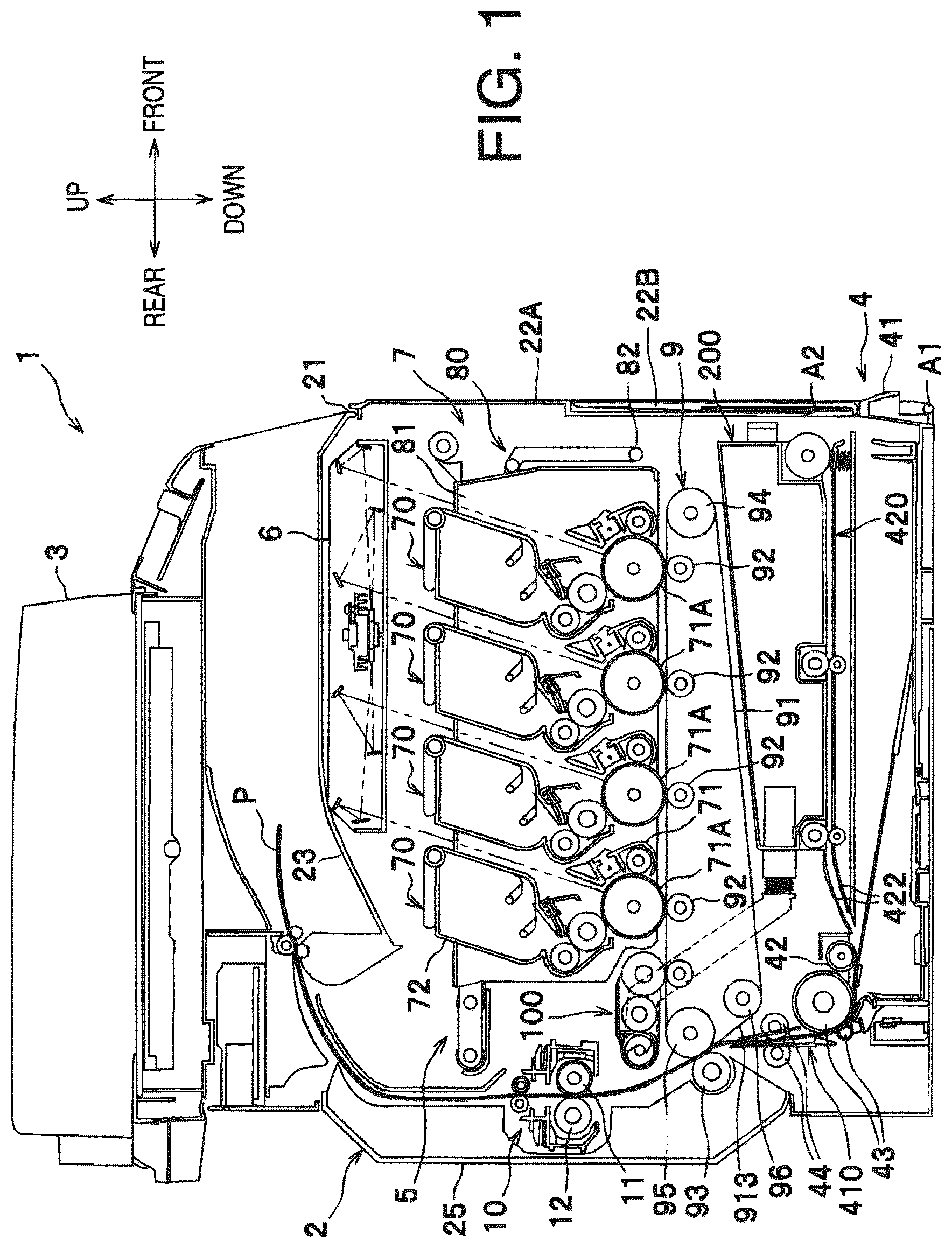 Patent US12326675 — Image forming apparatus with removable waste toner container and exposable feeding path — Figure 1