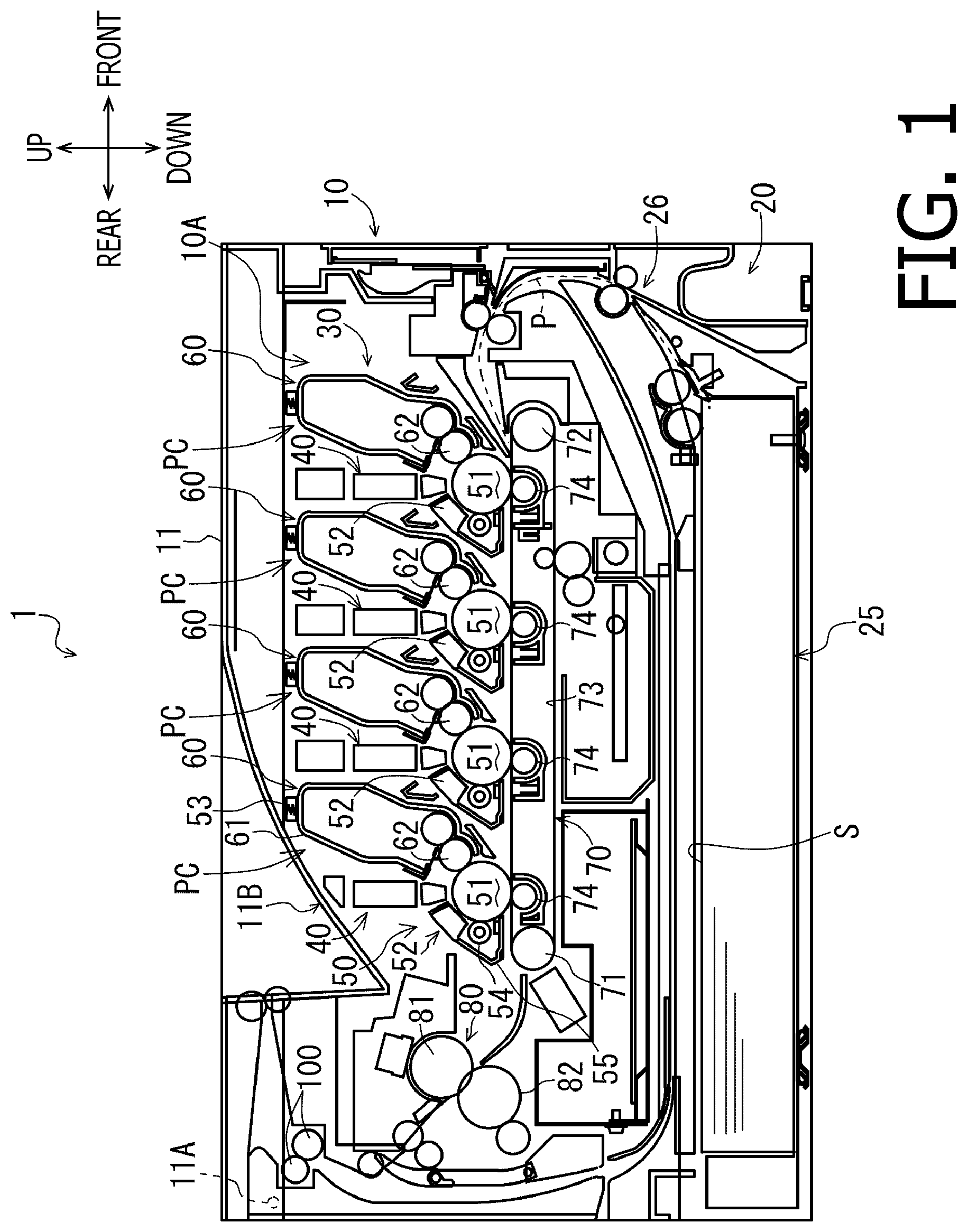 Patent US12326686 Figure 1 – Image forming apparatus with exposure head positioning structure