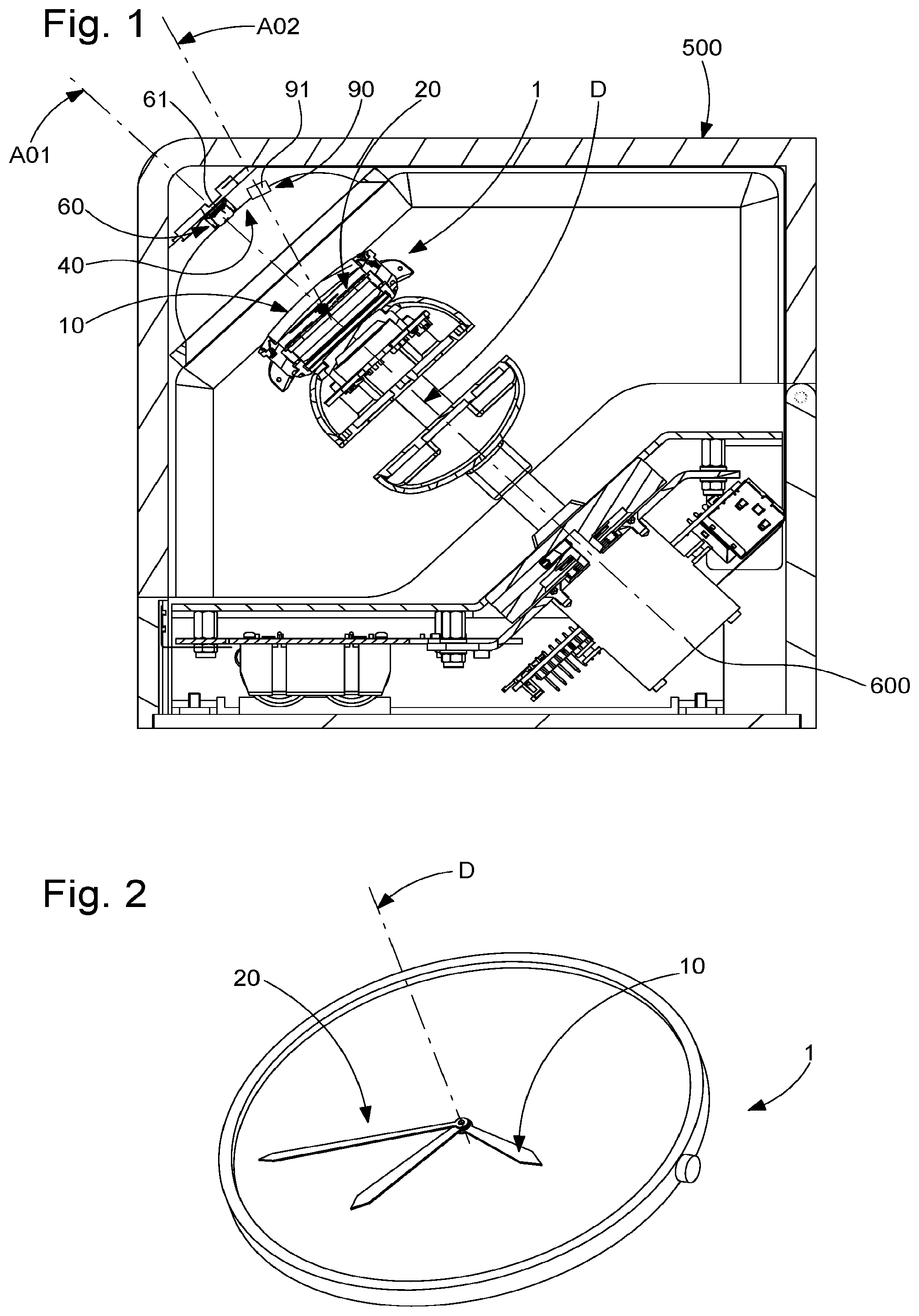 Patent US12326696 — Device for determining the position of a horological display — Figure 1