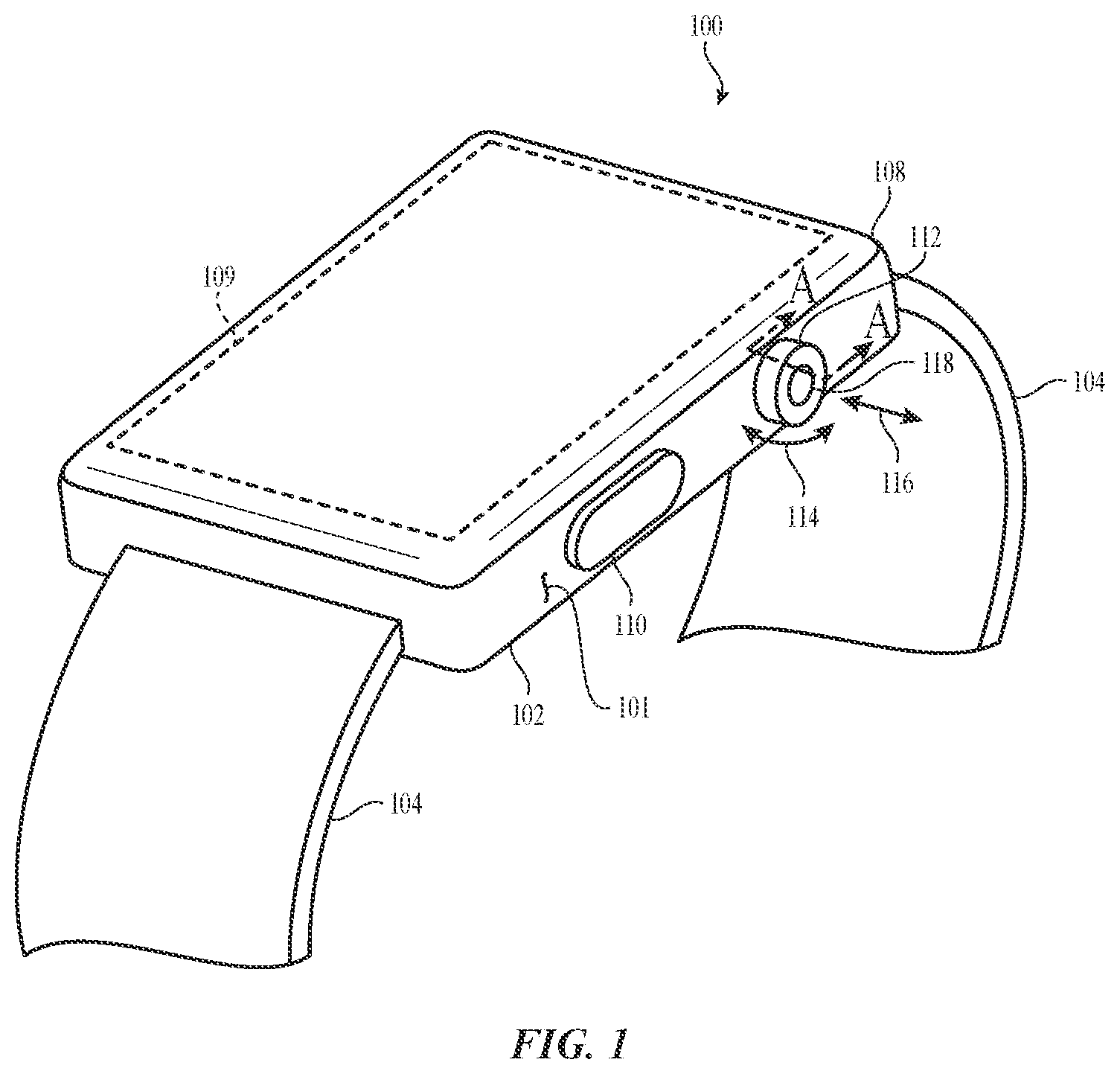 Patent US12326697 — Crown assembly for an electronic watch — Figure 1