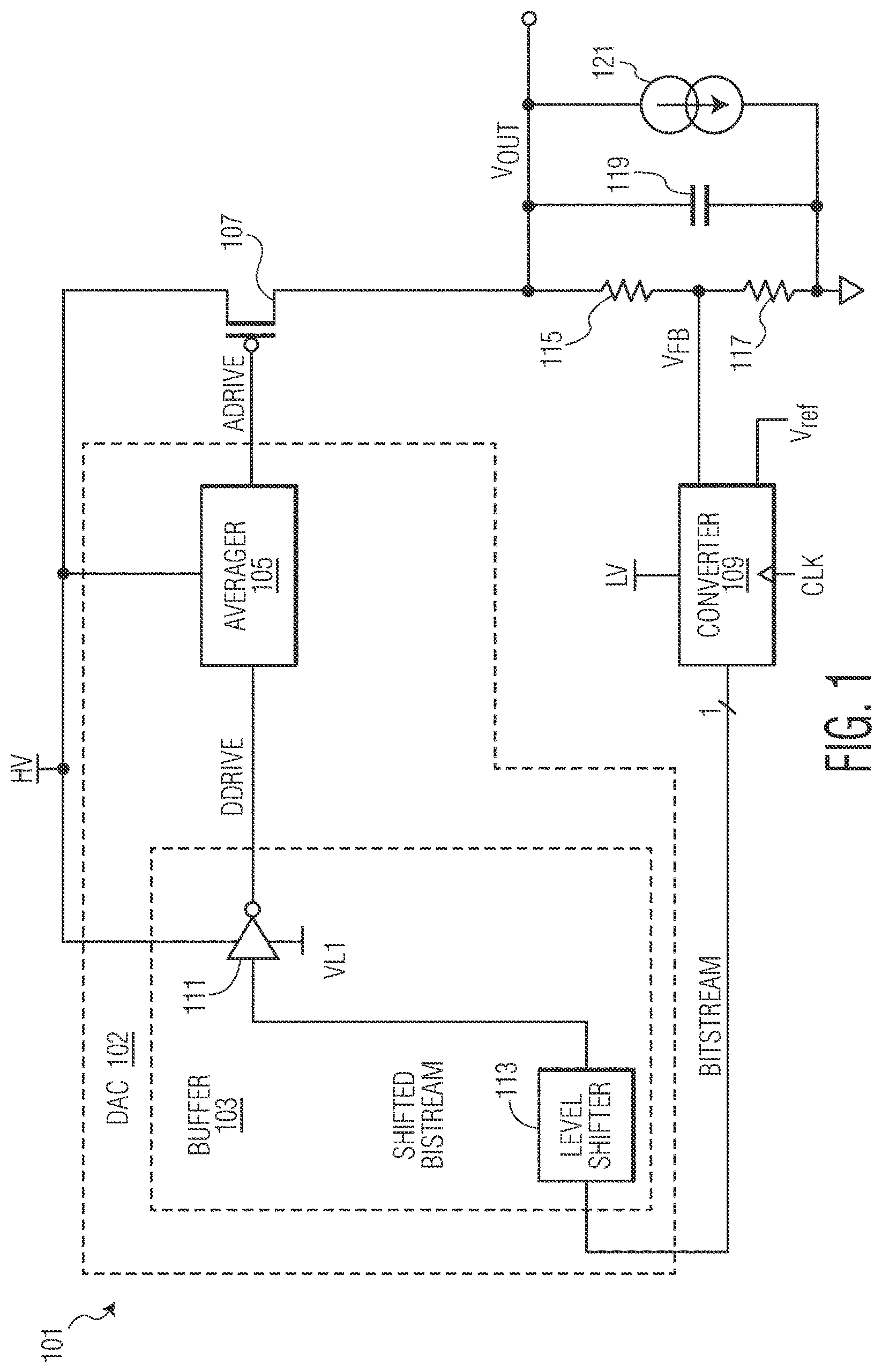 Patent US12326748 — Linear voltage regulator using serial bit stream for voltage regulation — Figure 1
