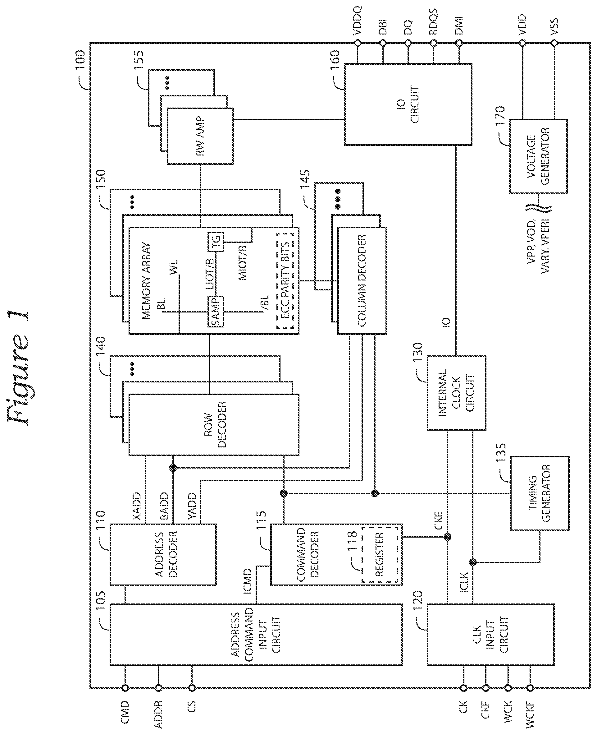 Patent US12326781 — Semiconductor device with modified access and associated methods and systems — Figure 1