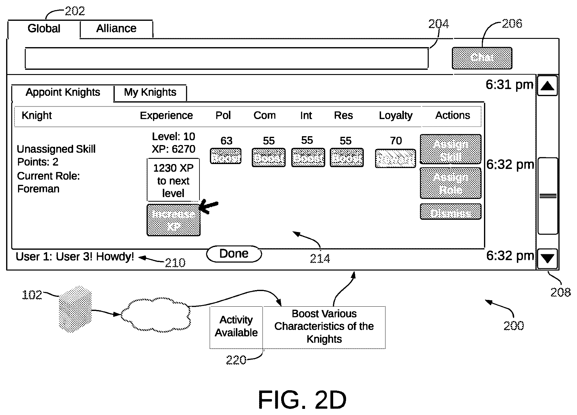 Patent US12327009 — System and method for facilitating user interaction with a virtual space through a graphical chat interface — Figure 1