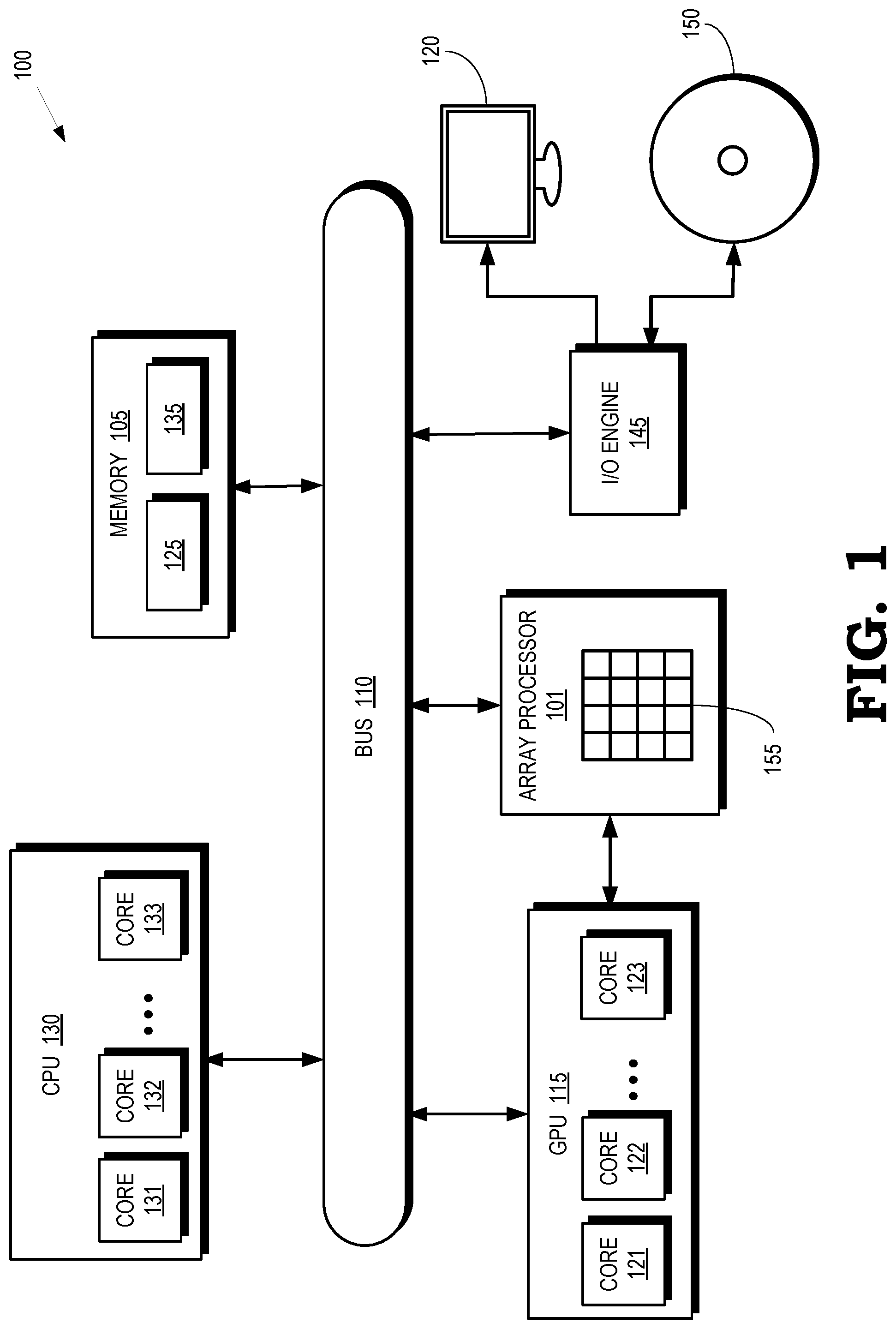 Patent US12327124 — Vertical and horizontal broadcast of shared operands — Figure 1