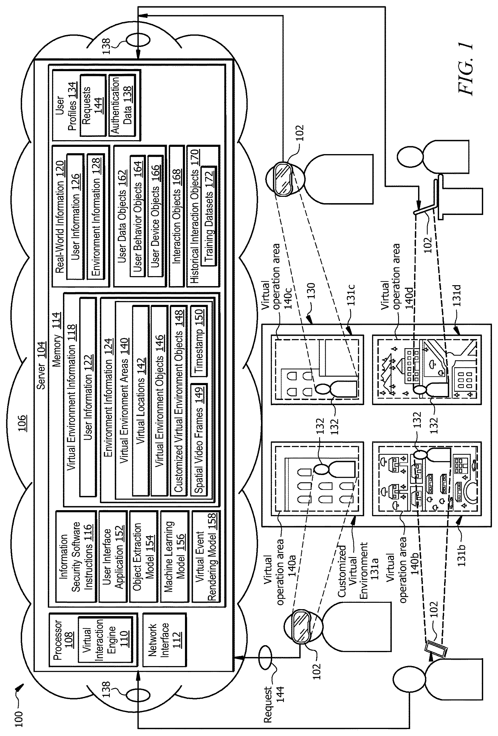 Patent US12327315 — System and method for auto-generating and sharing customized virtual environments — Figure 1