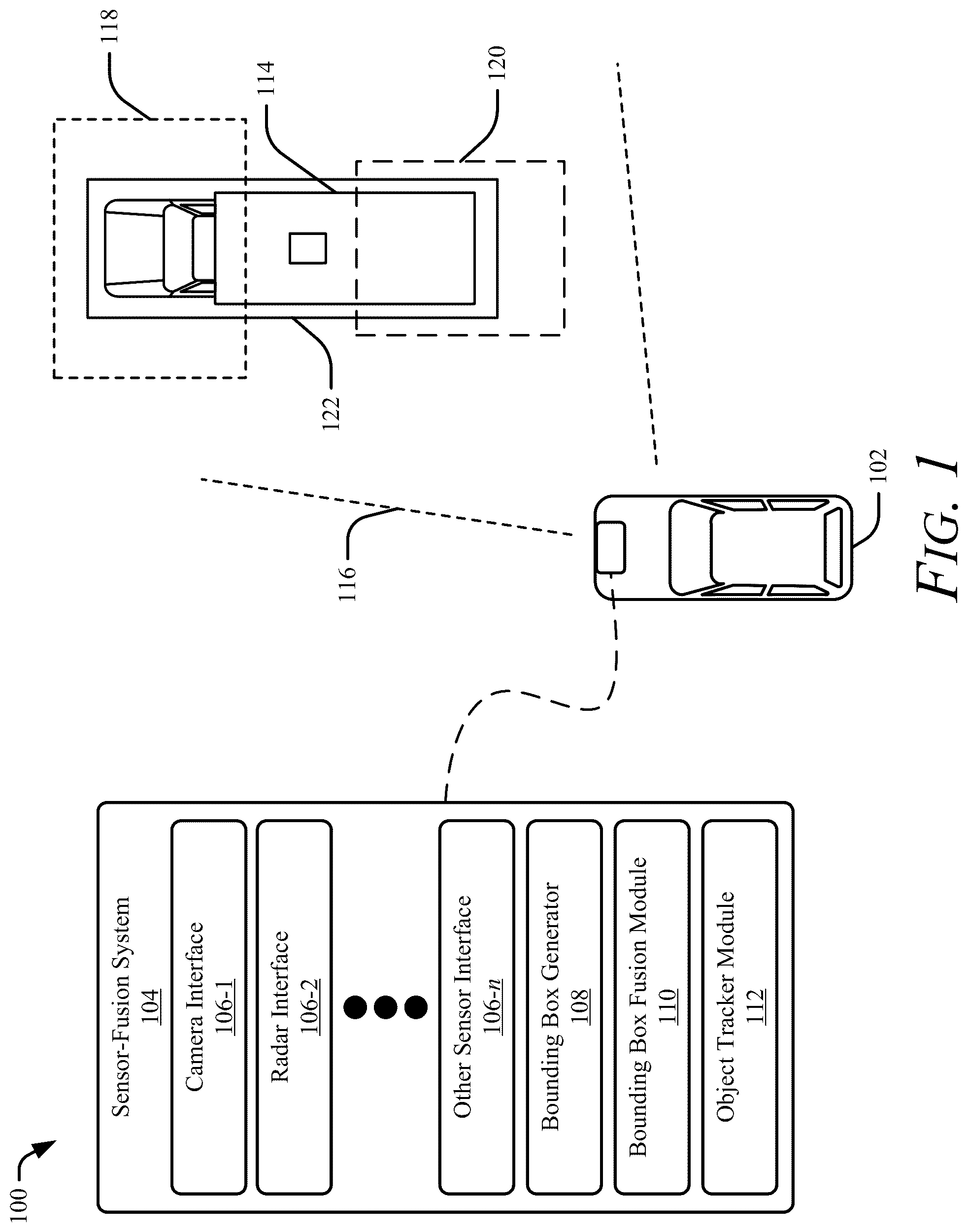 Patent US12327364 — Generating a fused object bounding box based on uncertainty — Figure 1