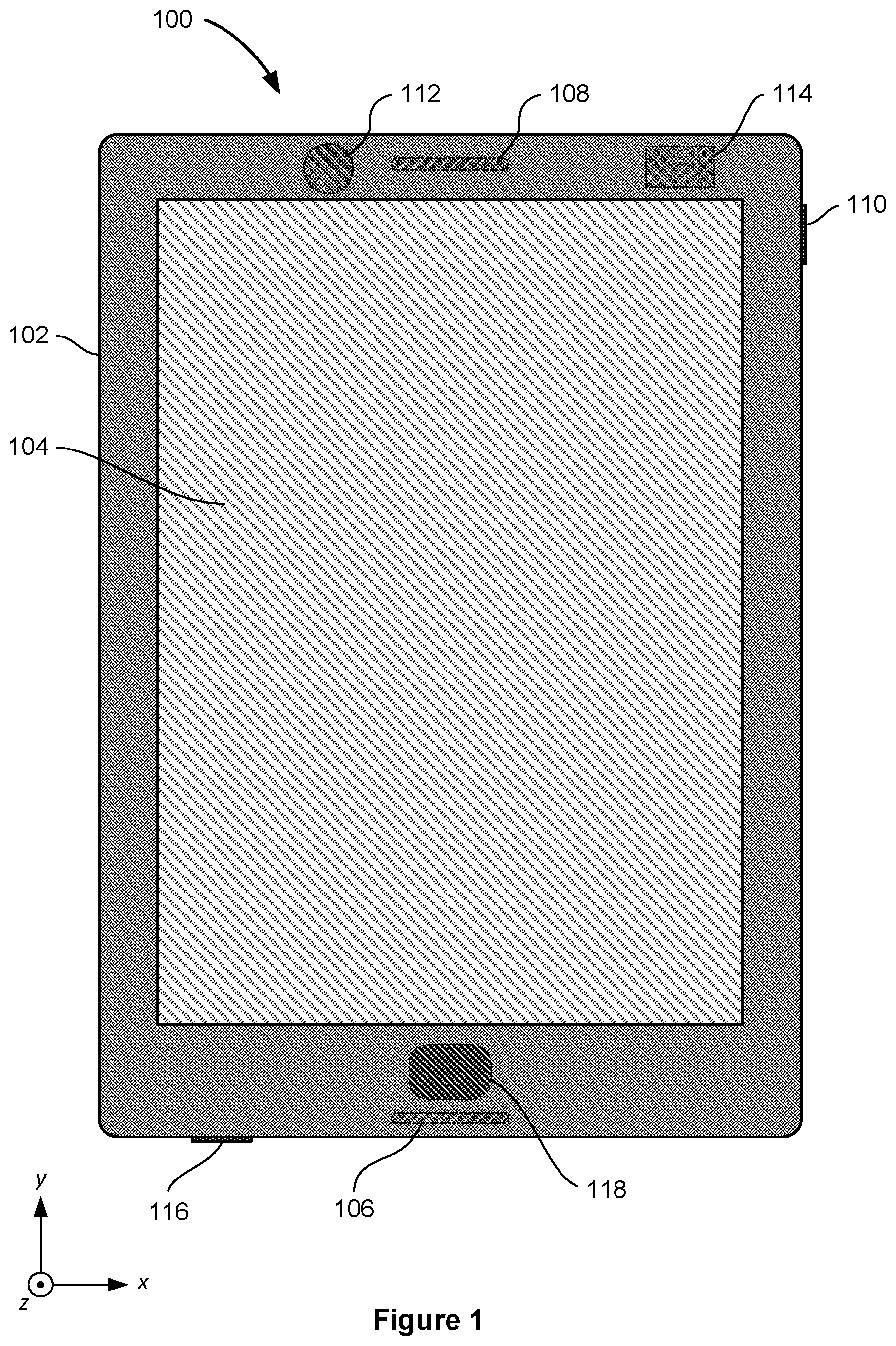 Patent US12327426 — Ultrasonic fingerprint sensor for under-display applications — Figure 1