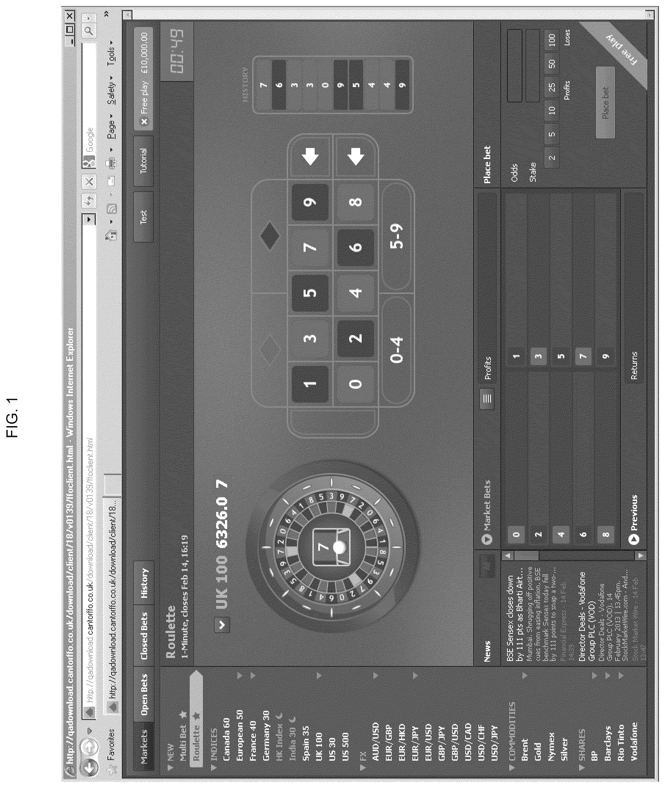 Patent US12327457 — Games using financial indicators as random number generators — Figure 1