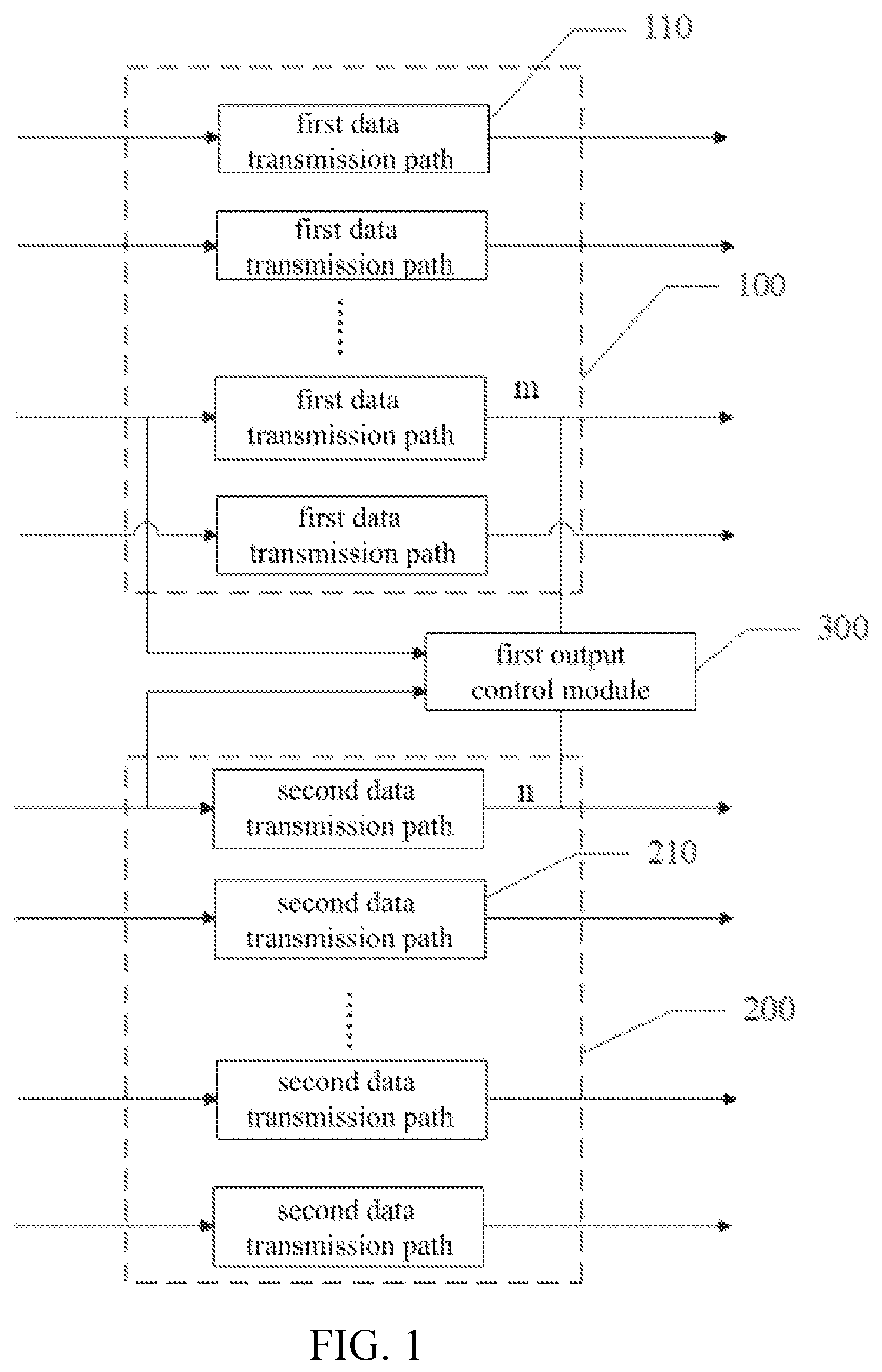 Patent US12327502 — Driver device having output control module connected between a plurality of data driver chips and display device including the same — Figure 1