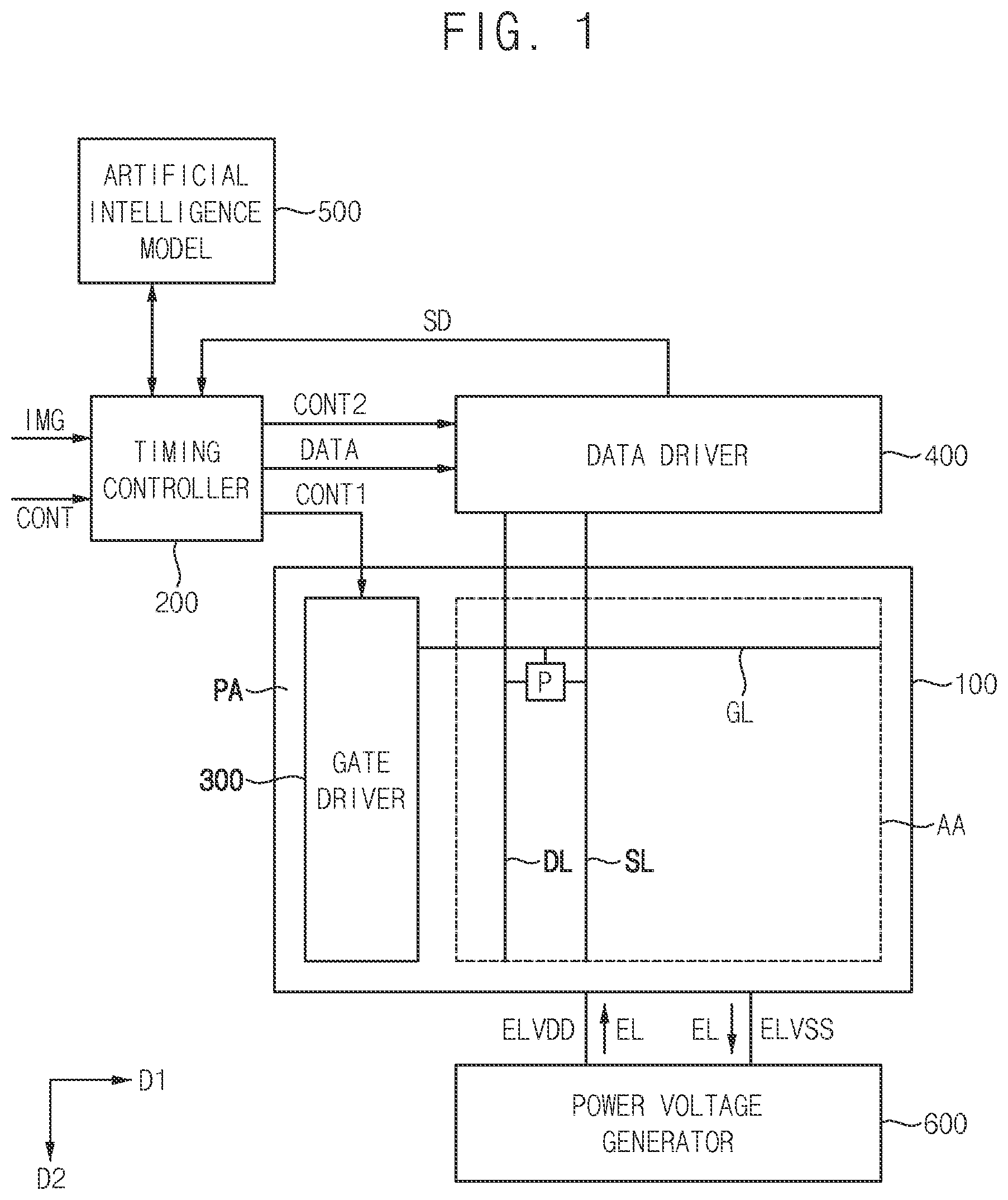 Patent US12327513 — Display device — Figure 1