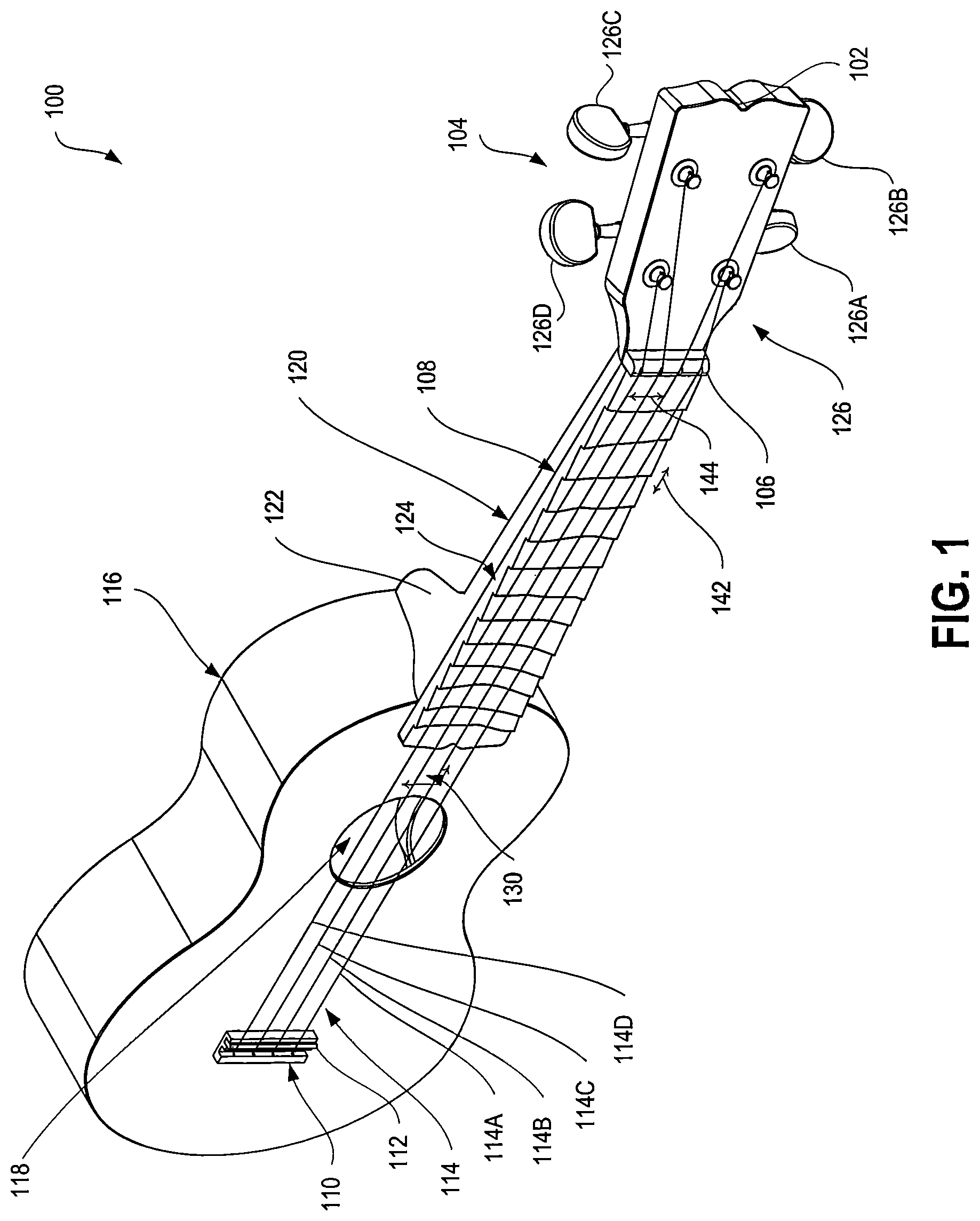 Patent US12327537 — Fretboard for stringed musical instrument — Figure 1